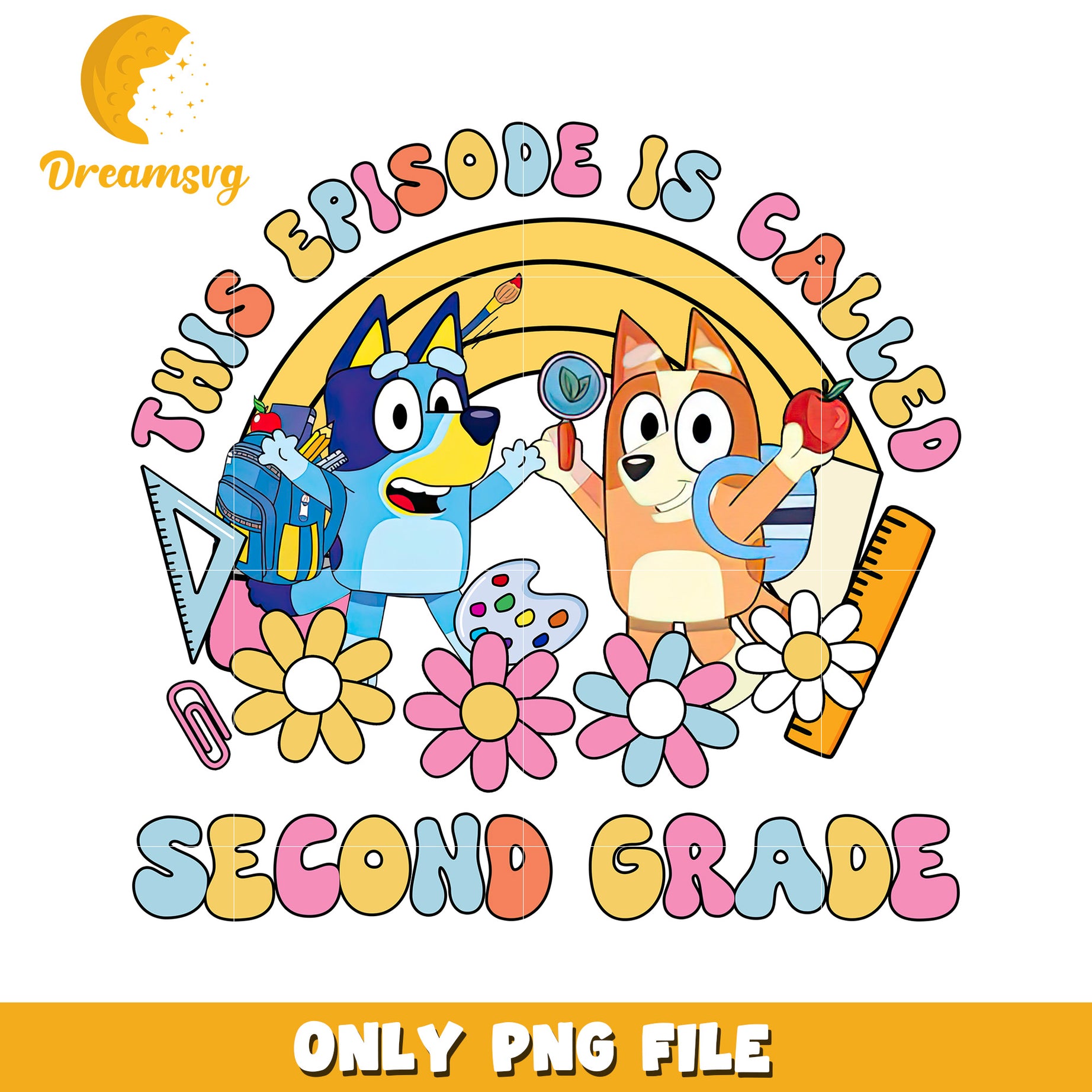 This episode called second grade png, cartoon characters png, bluey png