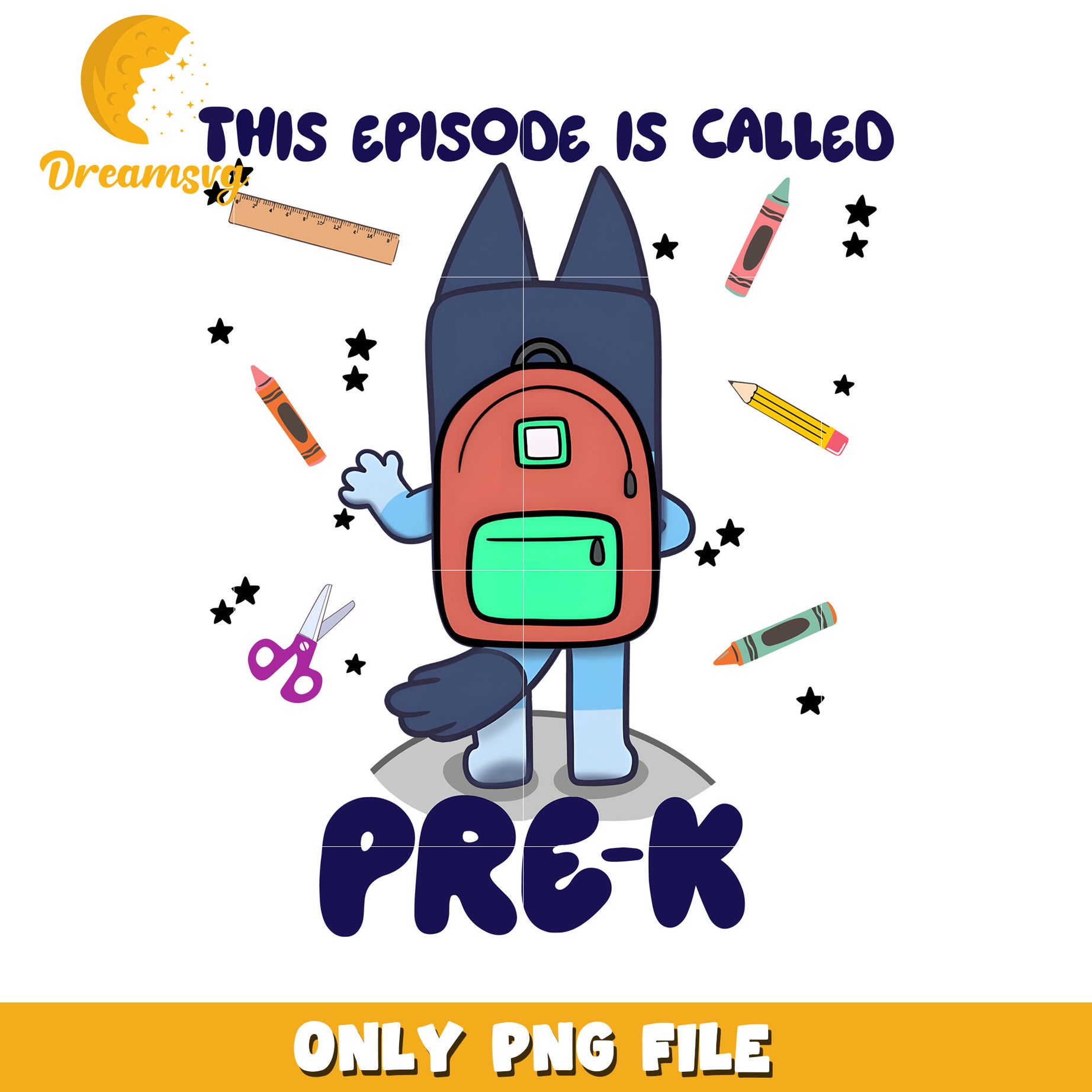 This episode is called pre k png, bluey characters png, bluey dog character png