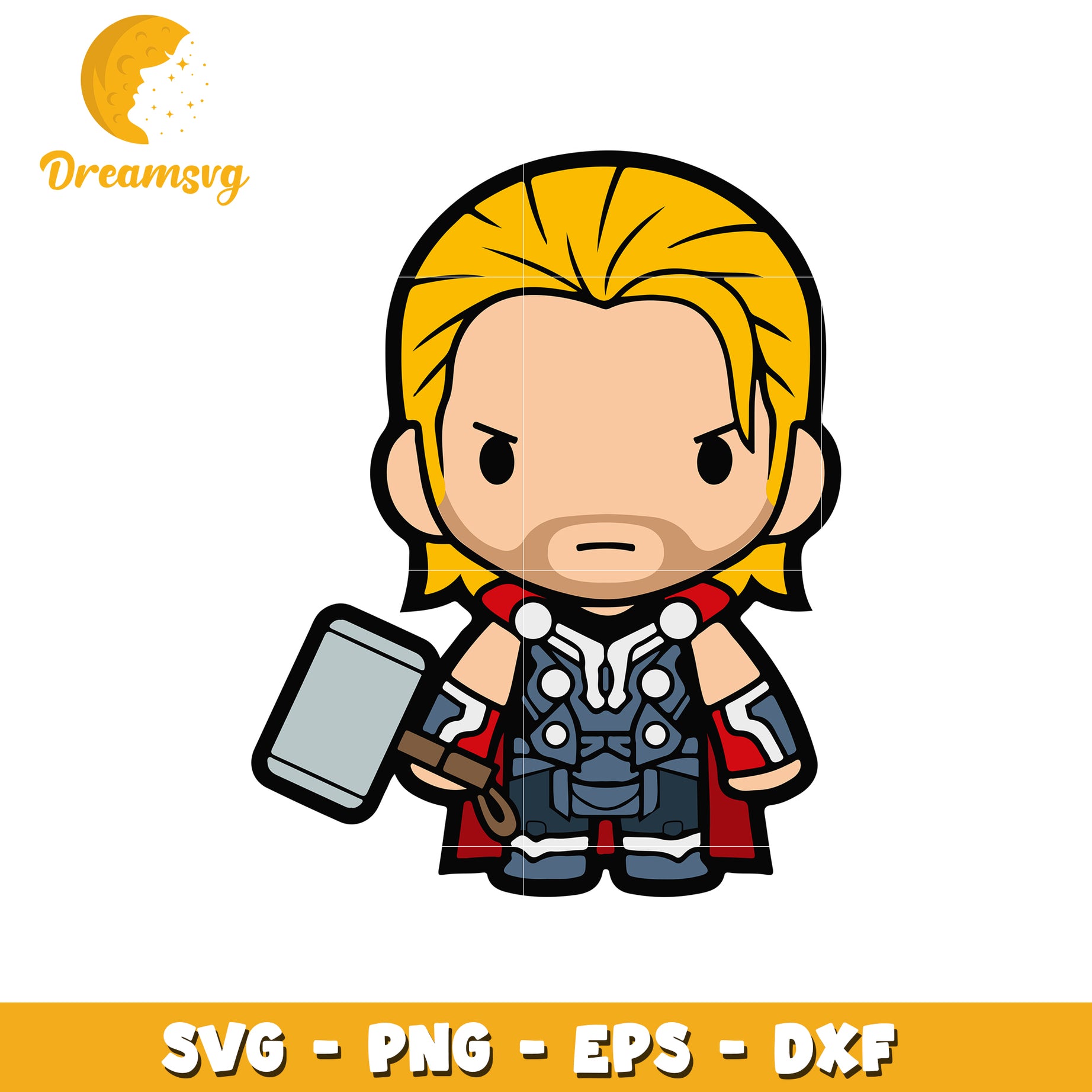Thor PNG, Cute chibi superhero design for print
