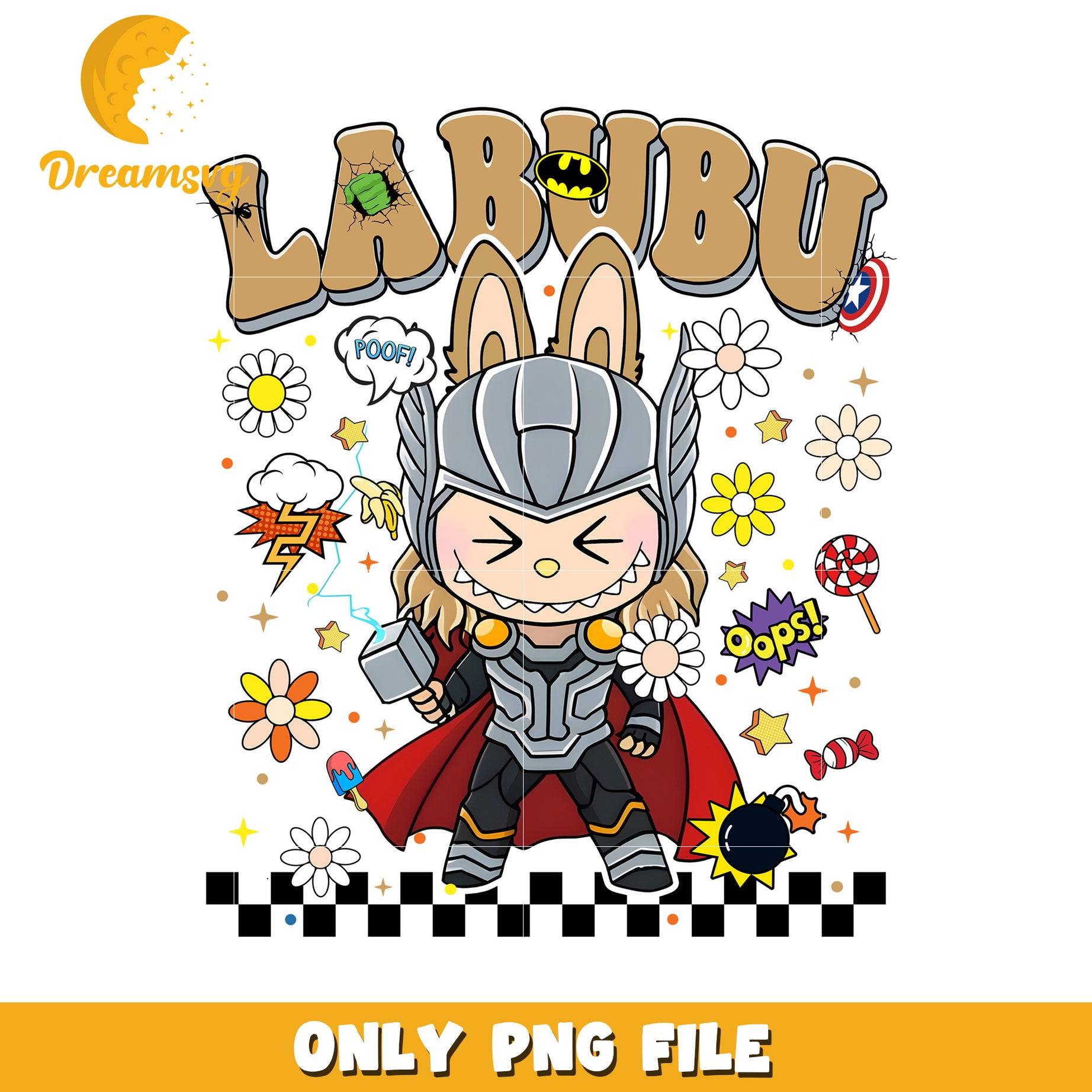 Thor labubu png, popmart labubu png, cute labubu png