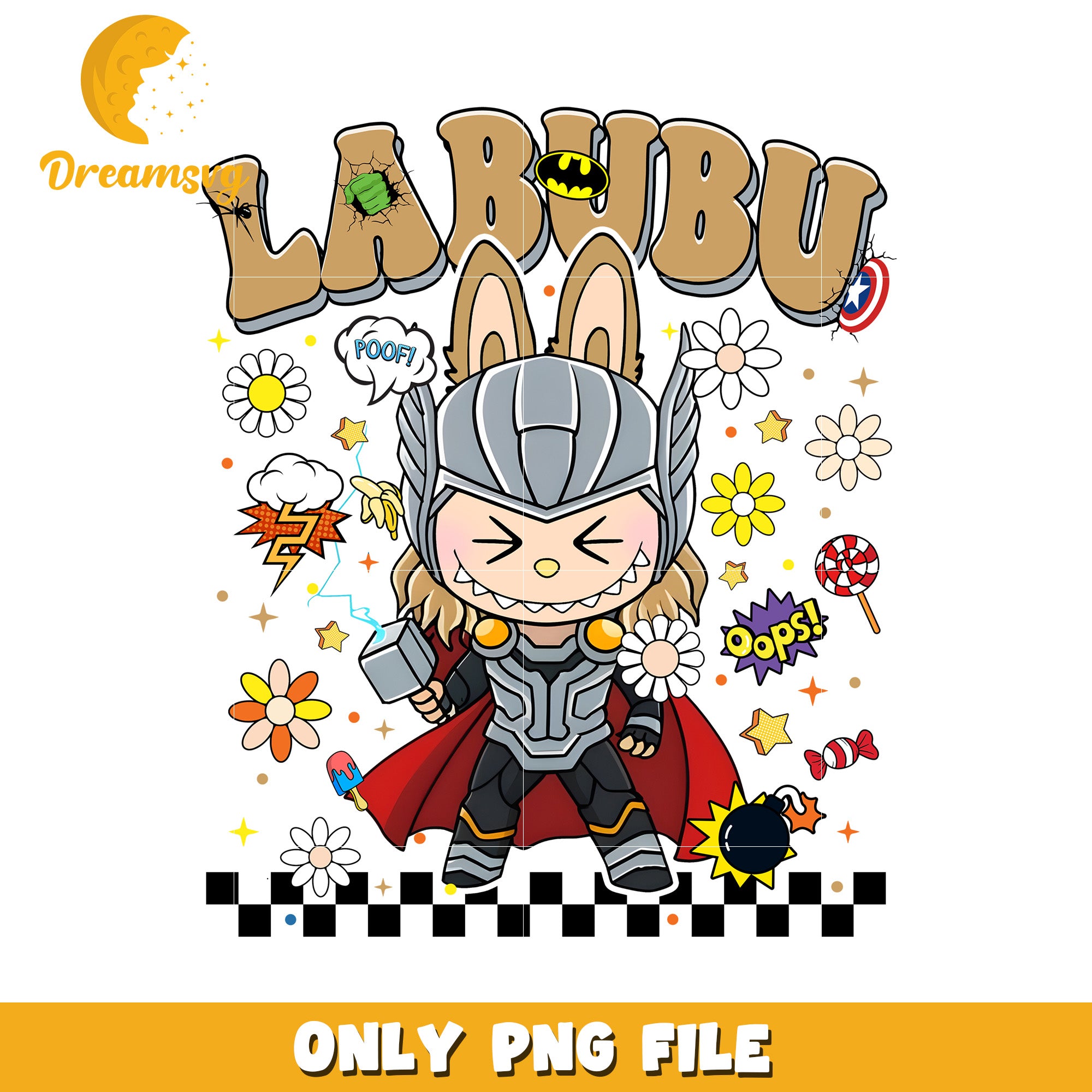 Thor labubu png, popmart labubu png, cute labubu png