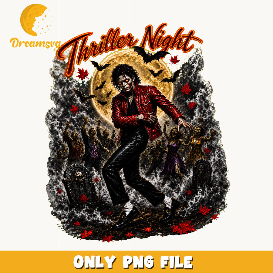 Thriller Night Michael Jackson, Red Jacket Gold Moon Bats, Badge PNG
