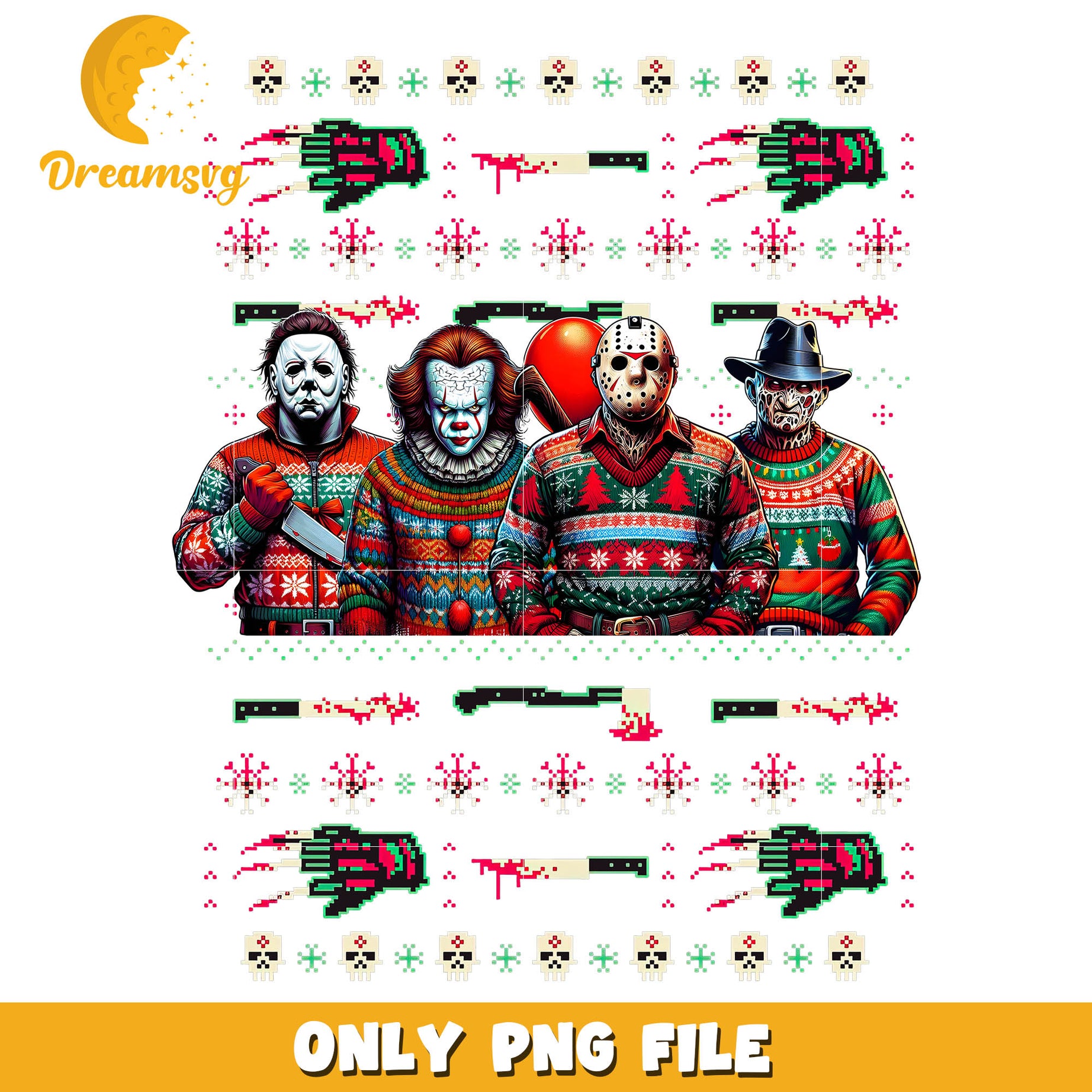 Thug life pennywise christmas png, cartoon pennywise​ png