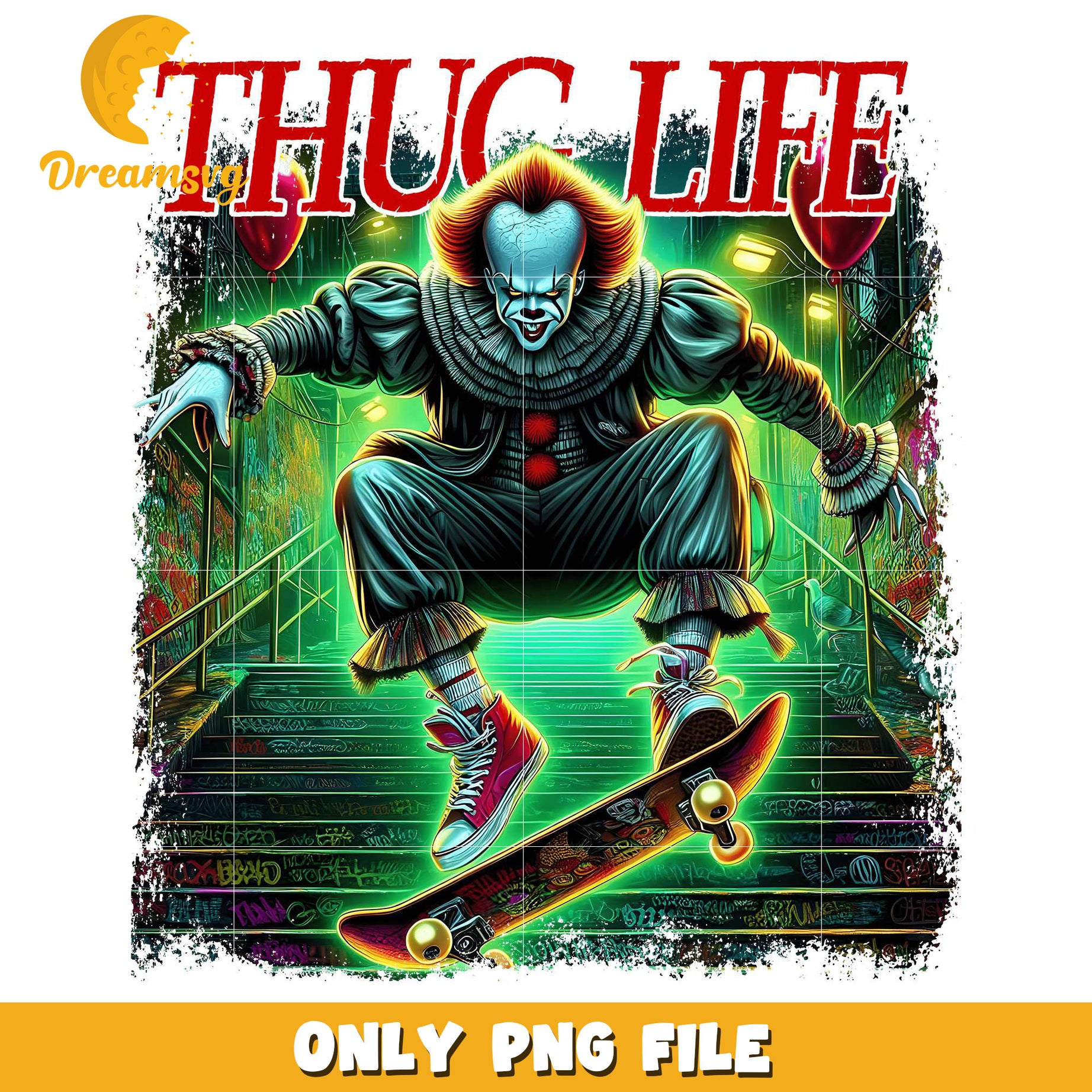 Thug life pennywise png, halloween horror night png, halloween png