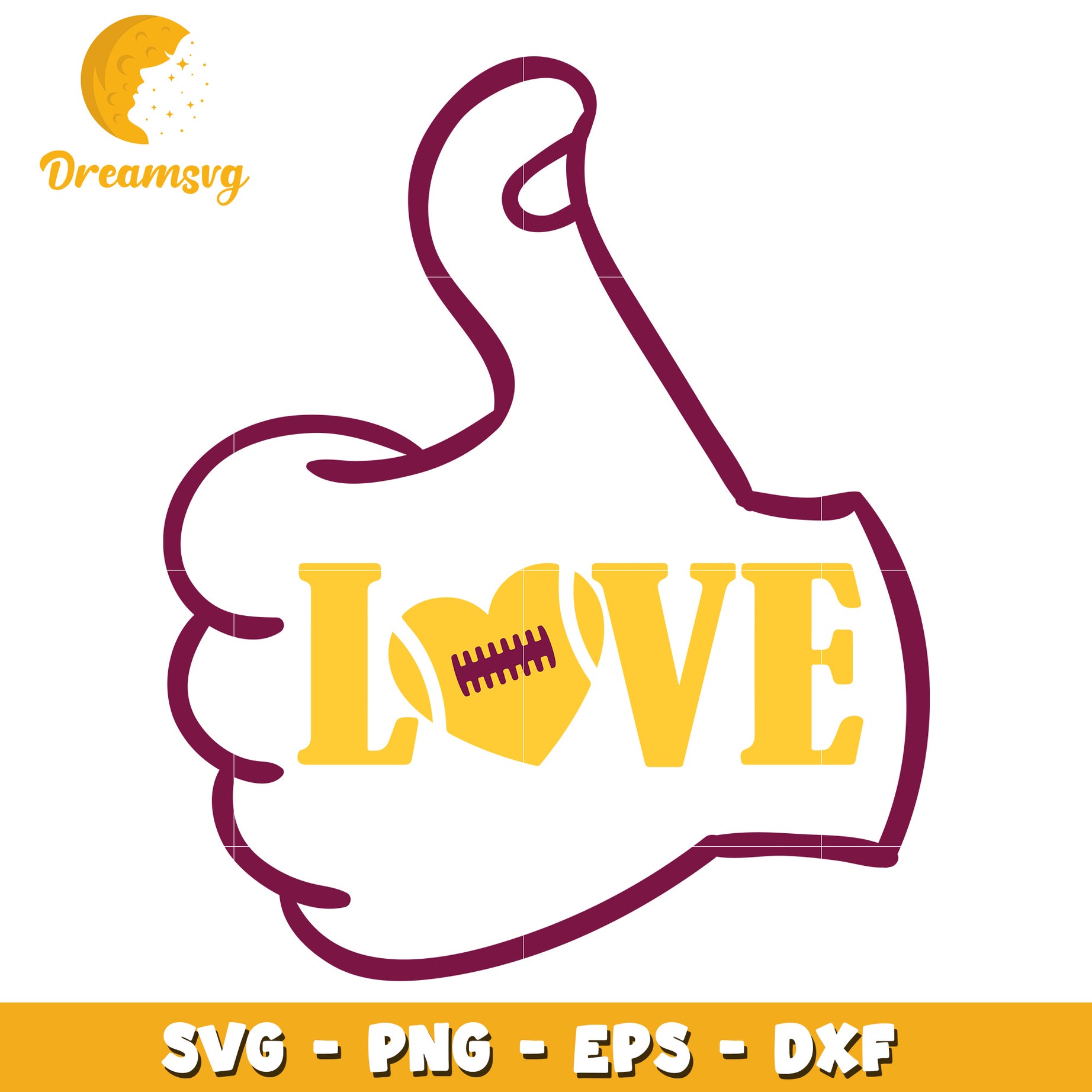 Thumbs Up Football Love SVG Cut File