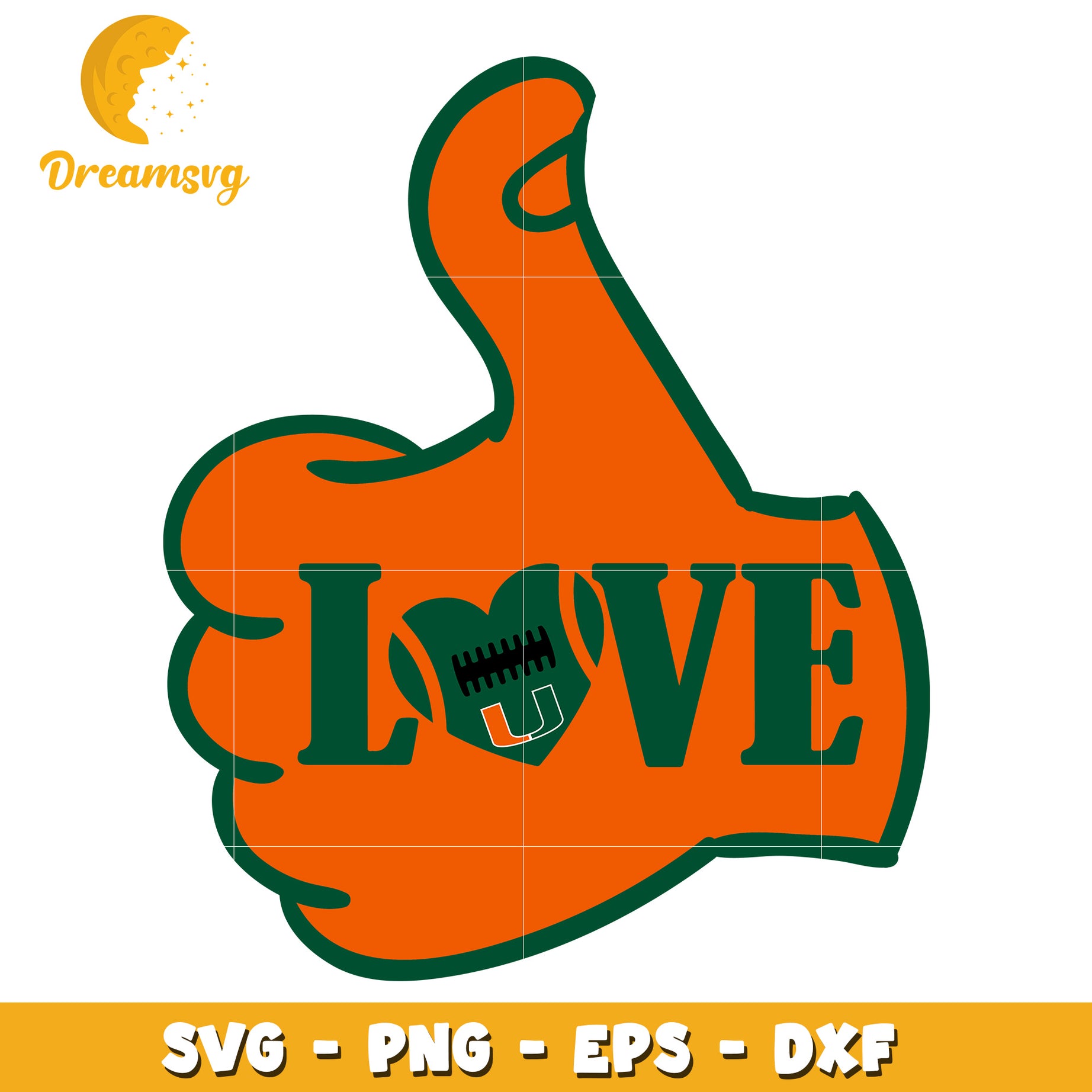 Thumbs Up Football Love SVG Cut File