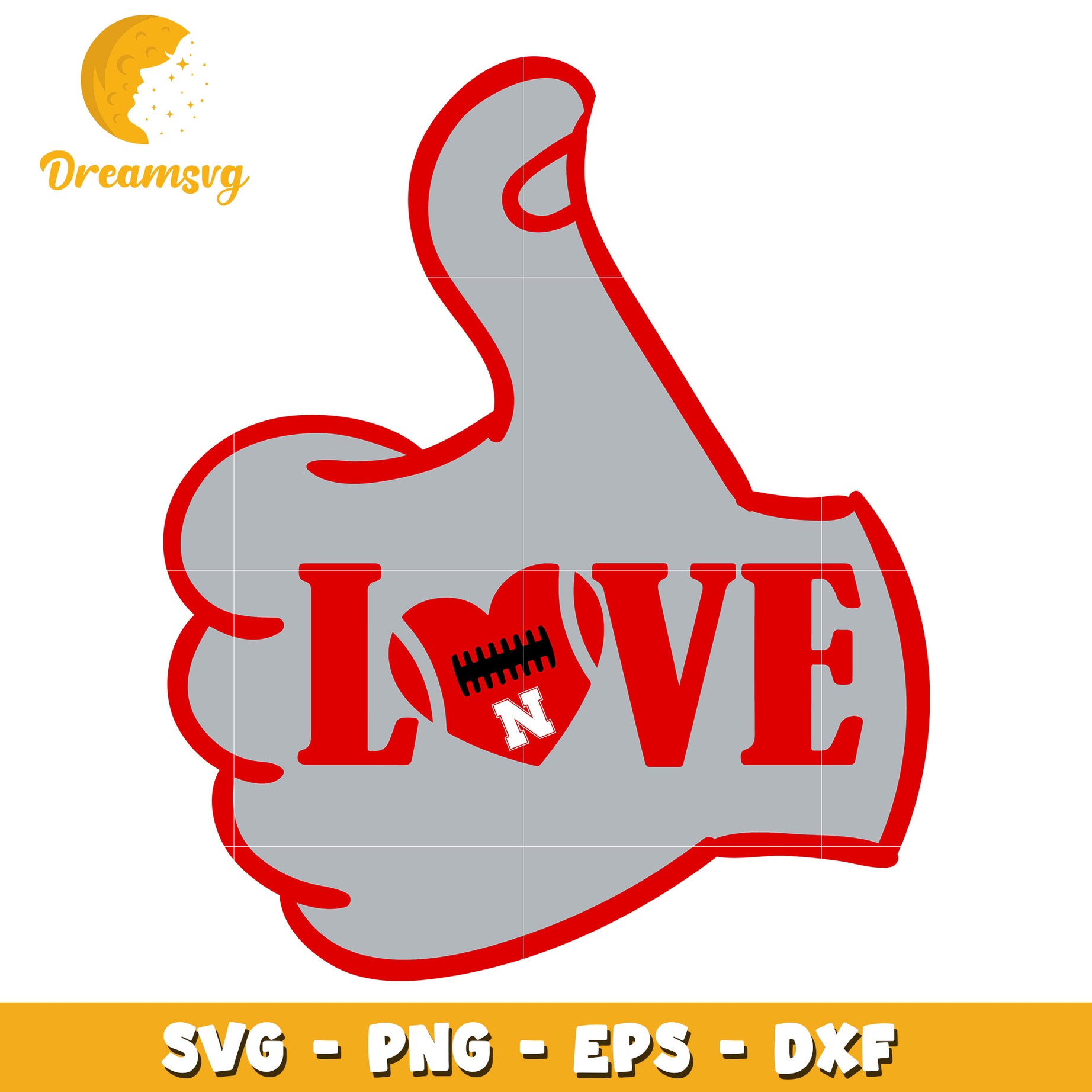 Thumbs Up Football Love SVG Cut File
