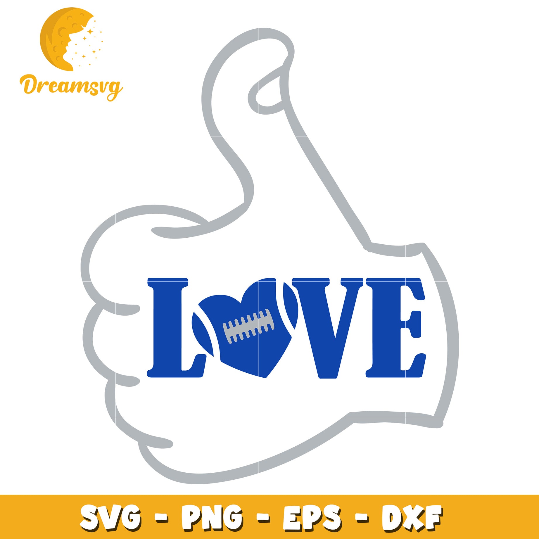 Thumbs Up Love Design with Football SVG PNG EPS DXF Files