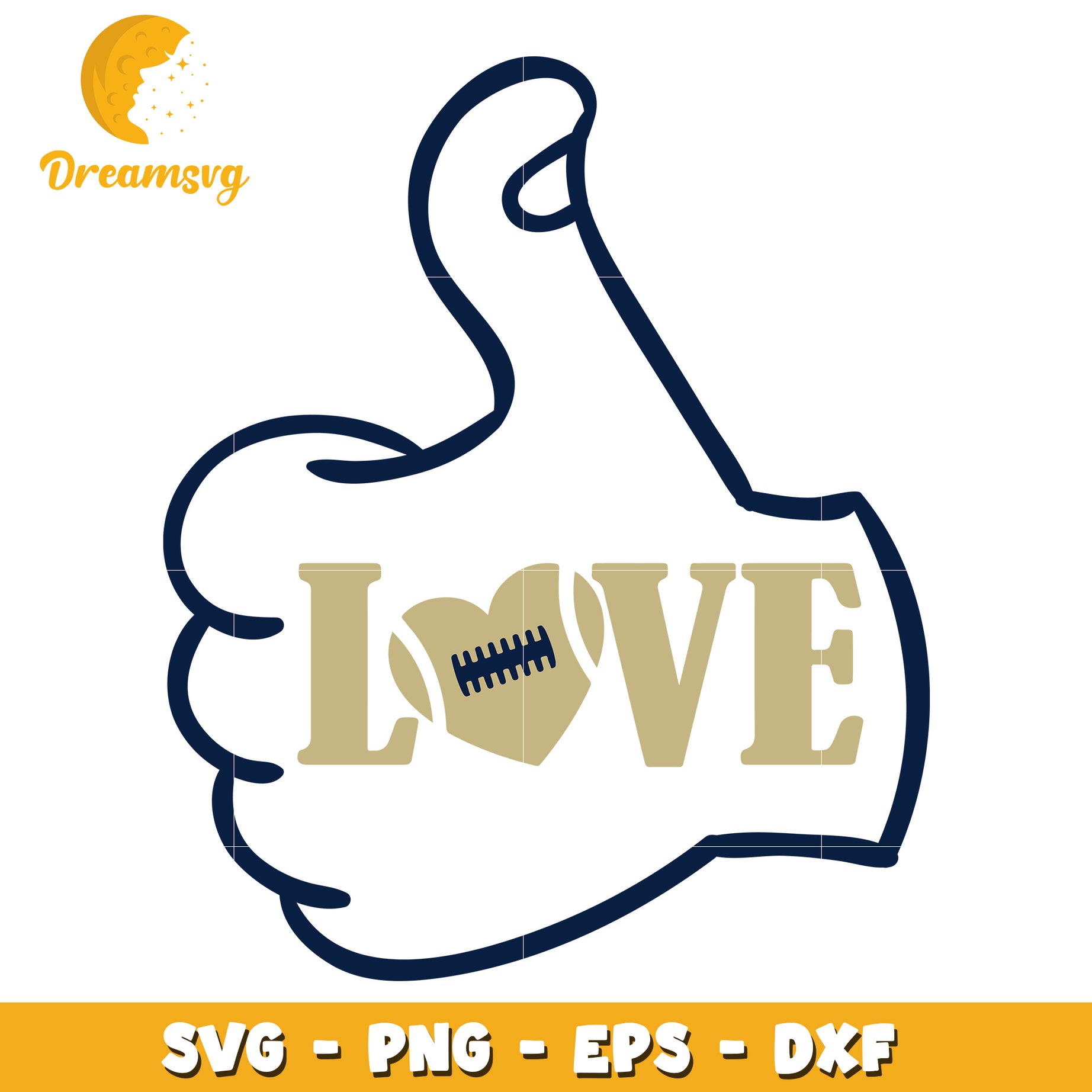 Thumbs Up Love Football SVG Clipart for Crafting Projects