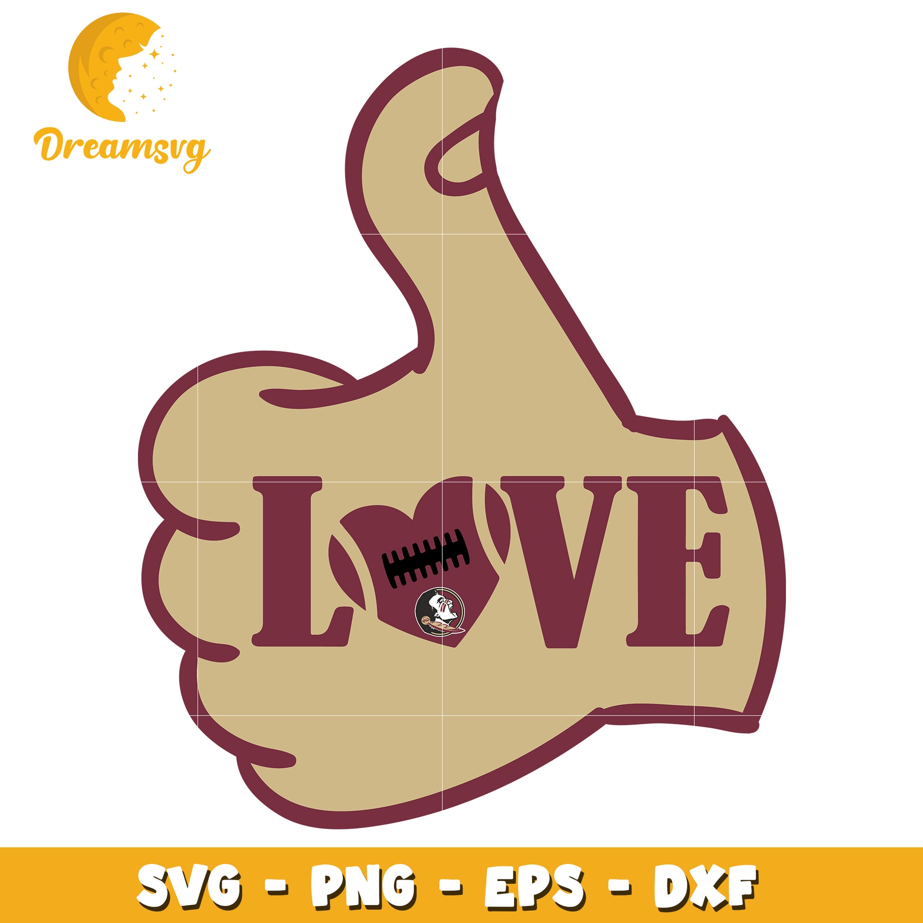 Thumbs Up Love Football SVG Cut File