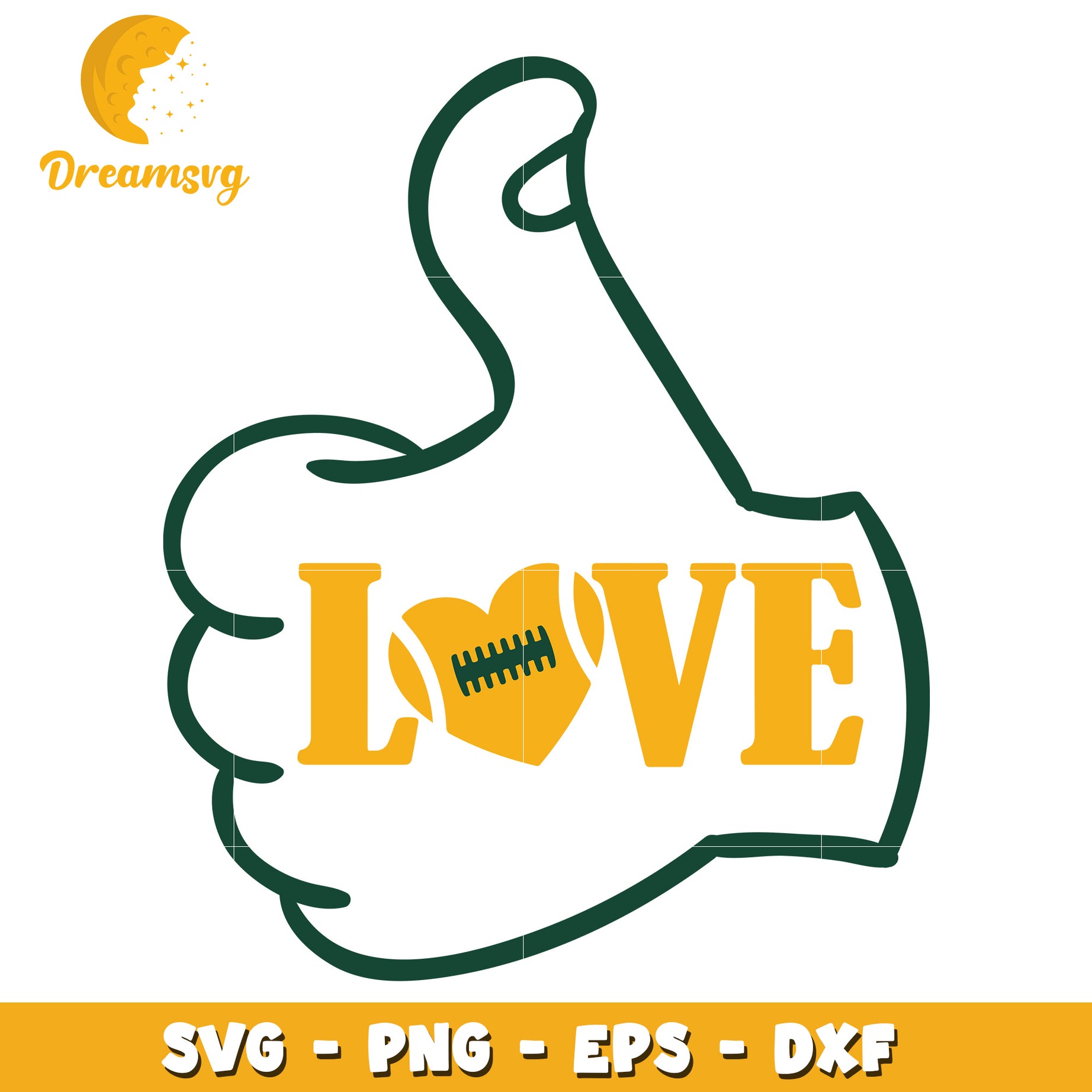 Thumbs Up Love Football SVG Design for Crafting Projects