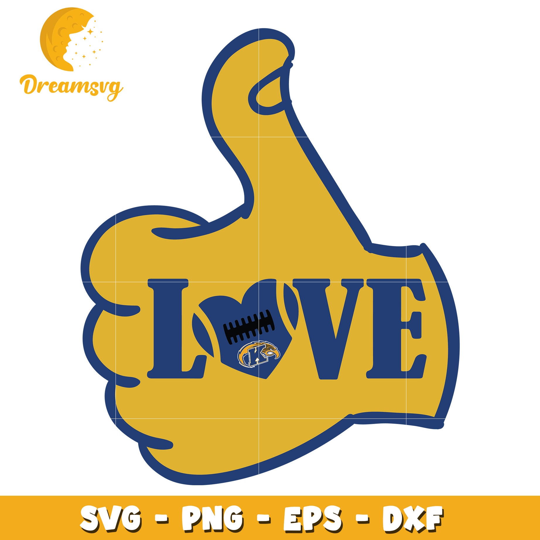 Thumbs Up Love Football SVG Design for Crafting and DIY Projects