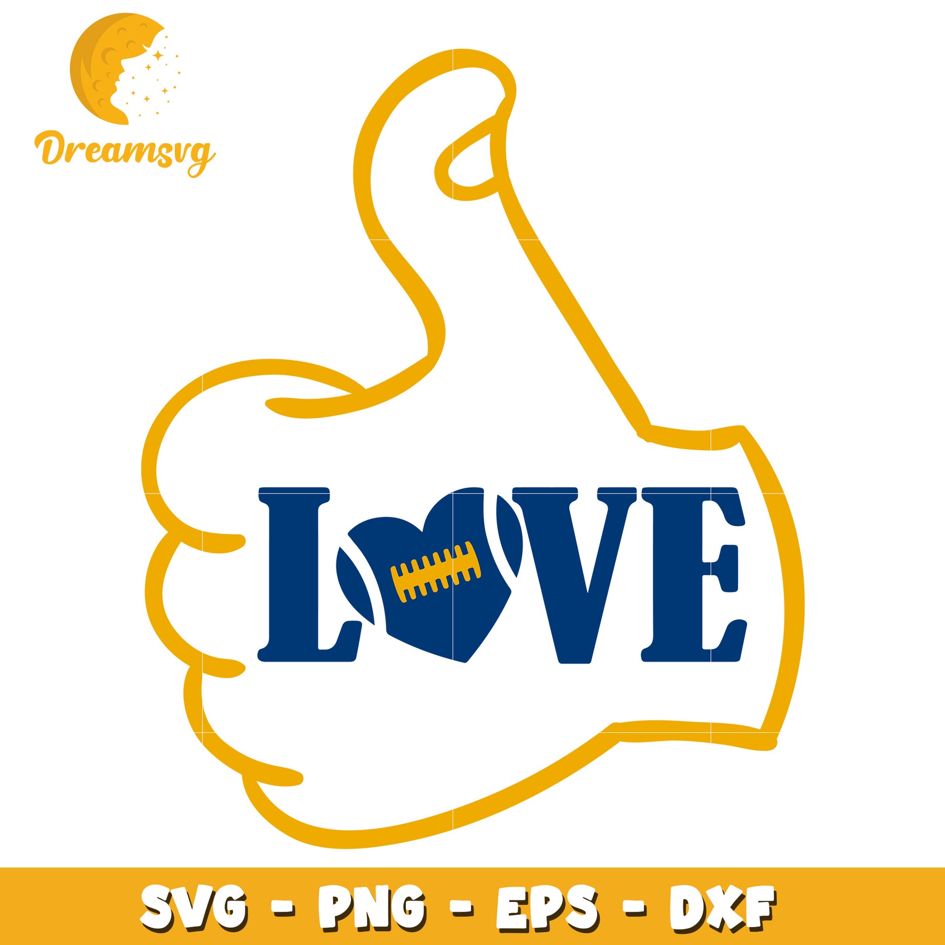 Thumbs Up Love Football SVG Design for Sports Fans Graphics