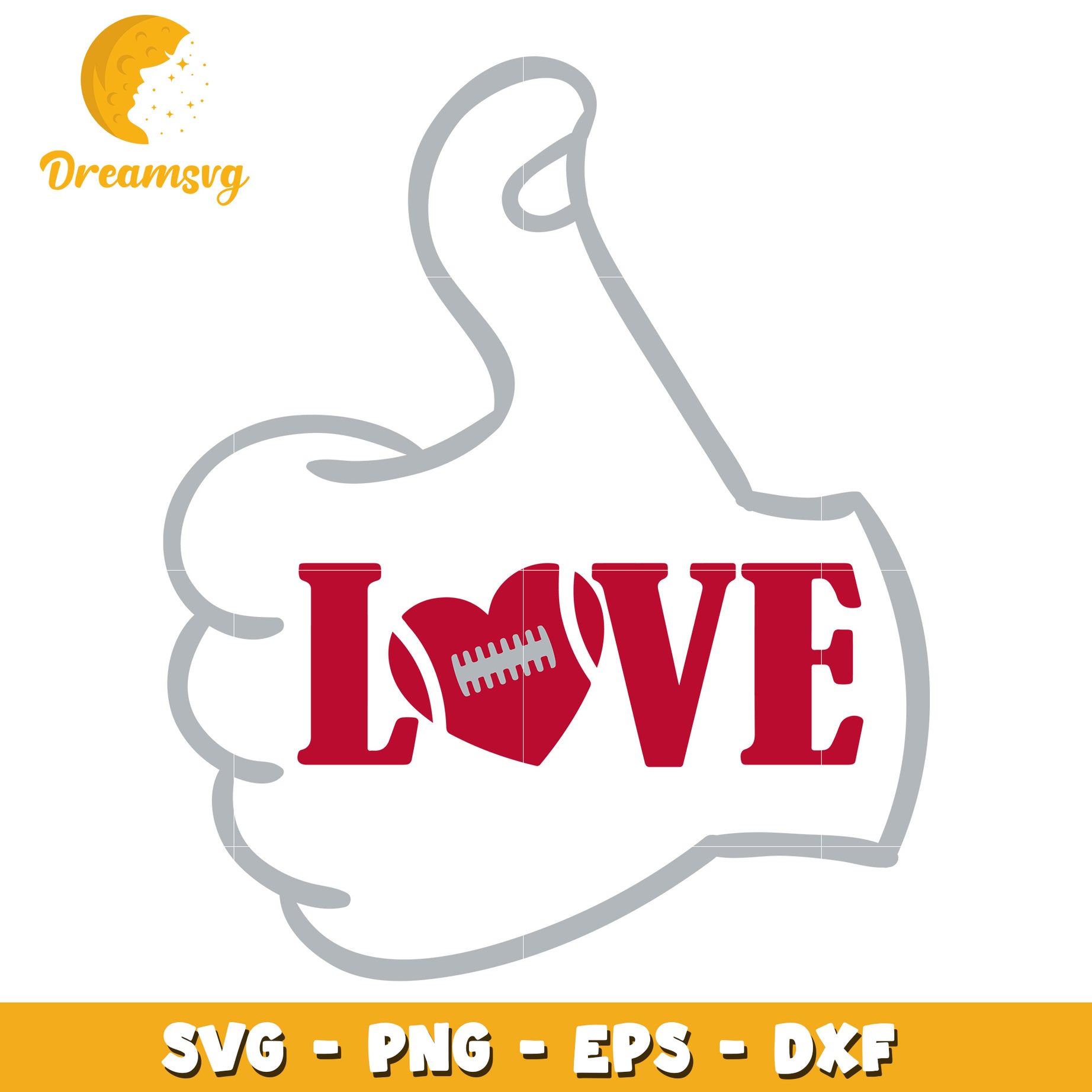 Thumbs Up Love Football SVG Design for Sports Fans and Crafters