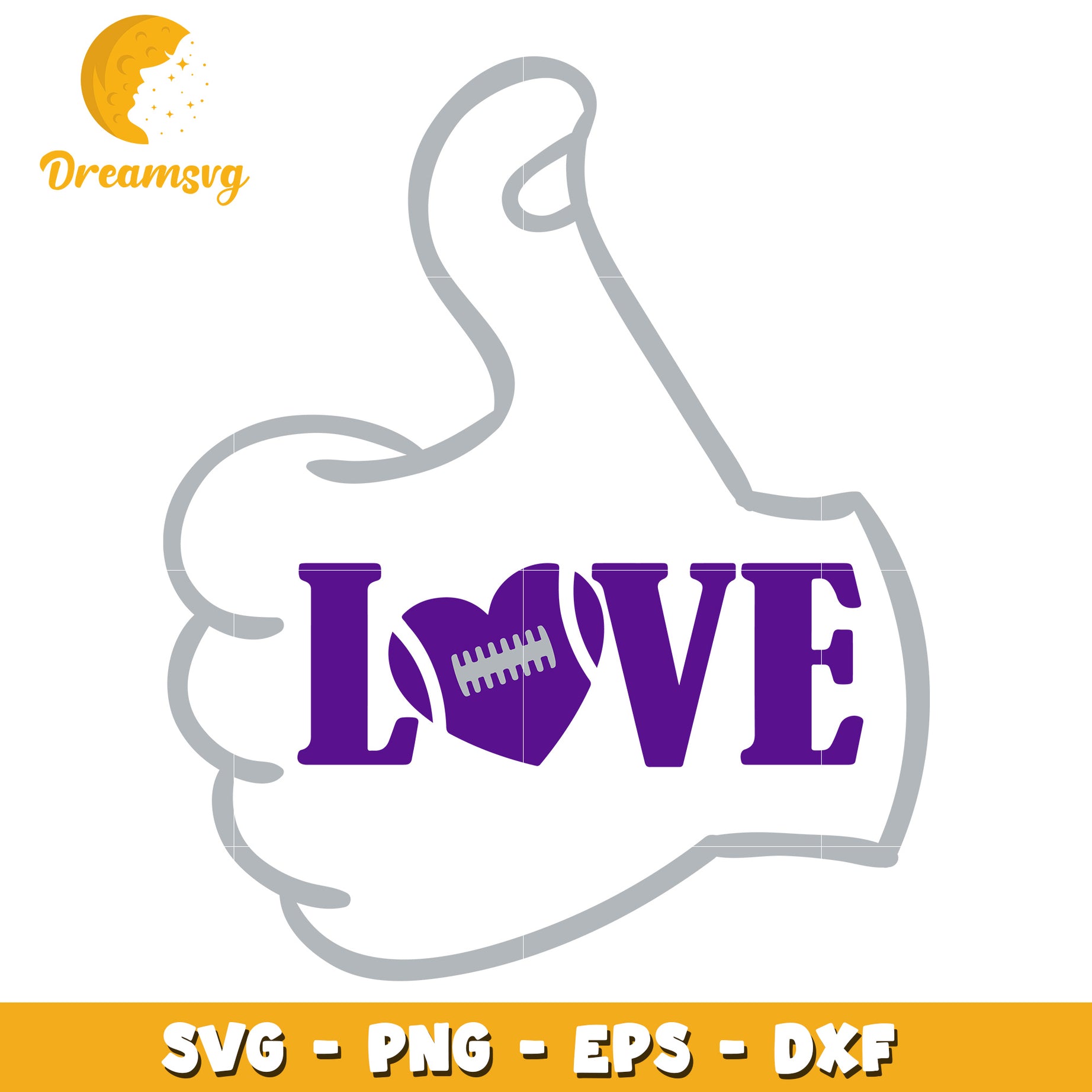 Thumbs Up Love Football SVG Design for Sports Fans and Crafts