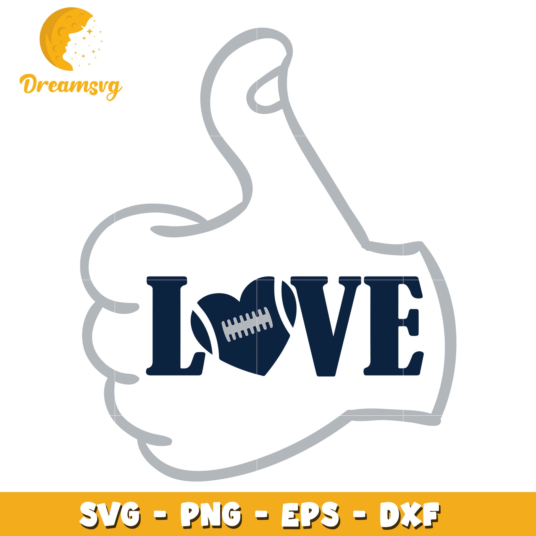 Thumbs Up Love Football SVG Graphic for Sports Fans