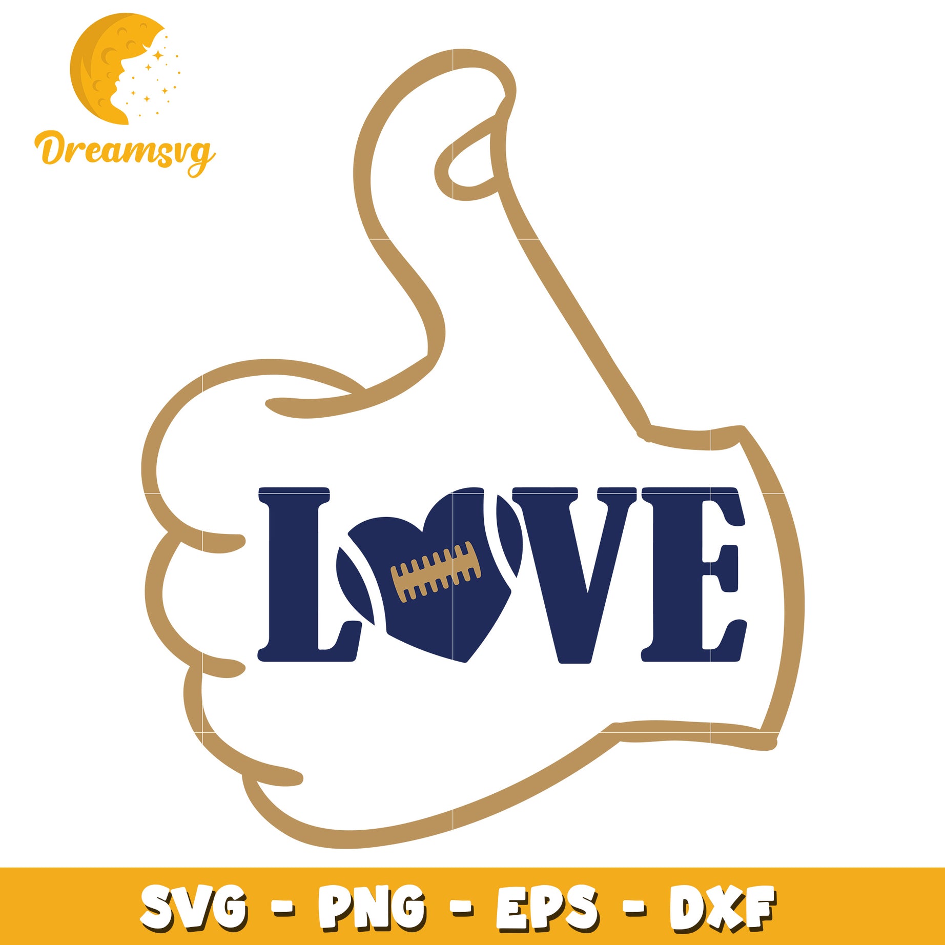 Thumbs Up Love Football SVG Graphic for Sports Fans and Crafts