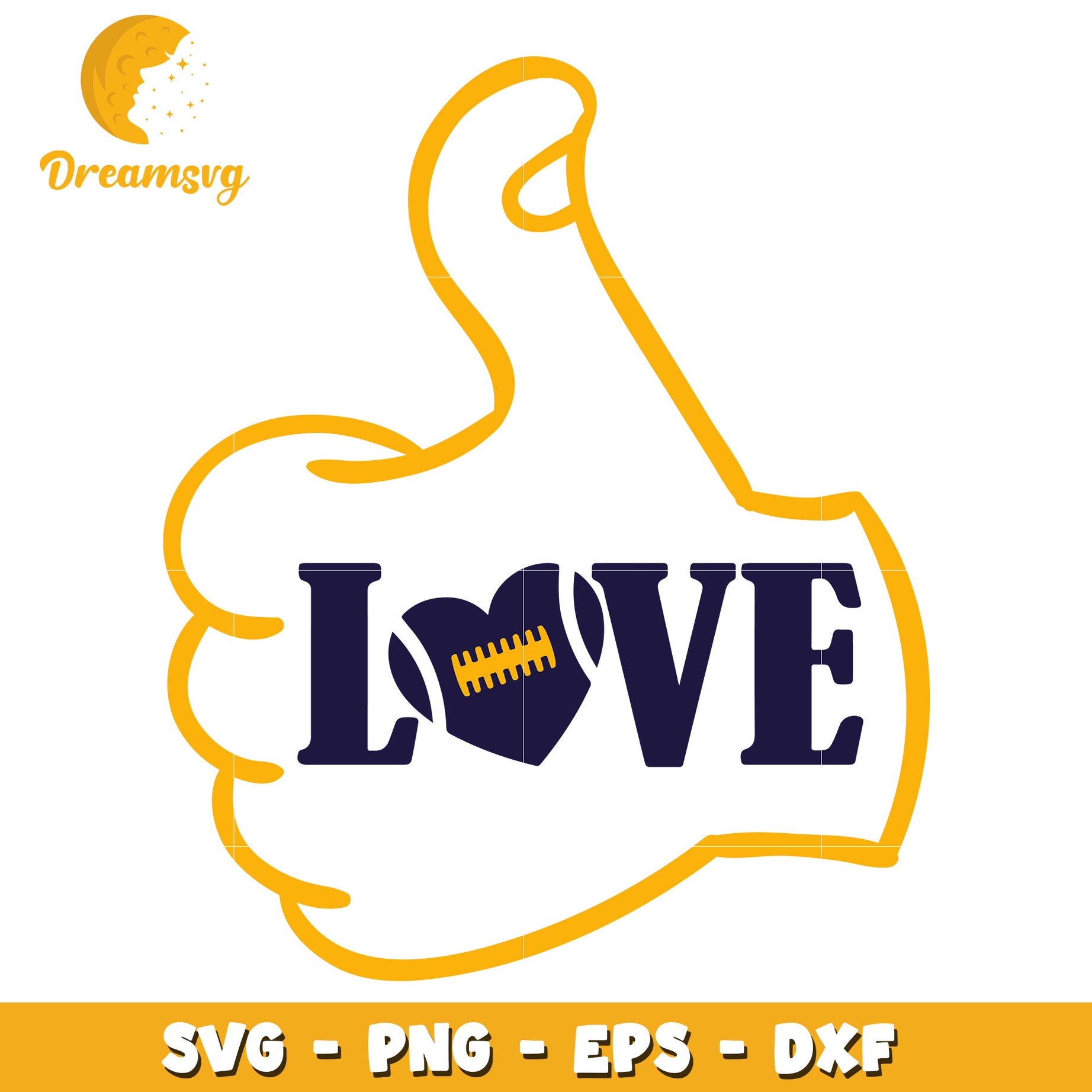 Thumbs Up Love Football SVG Graphic for Sports Lovers