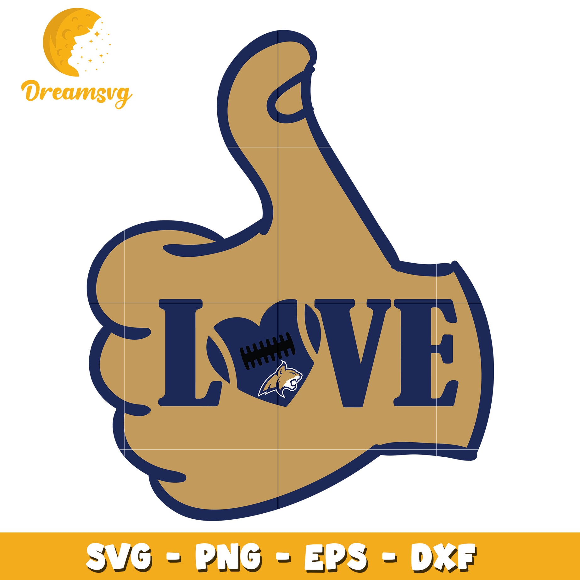 Thumbs Up Love Football SVG PNG EPS DXF