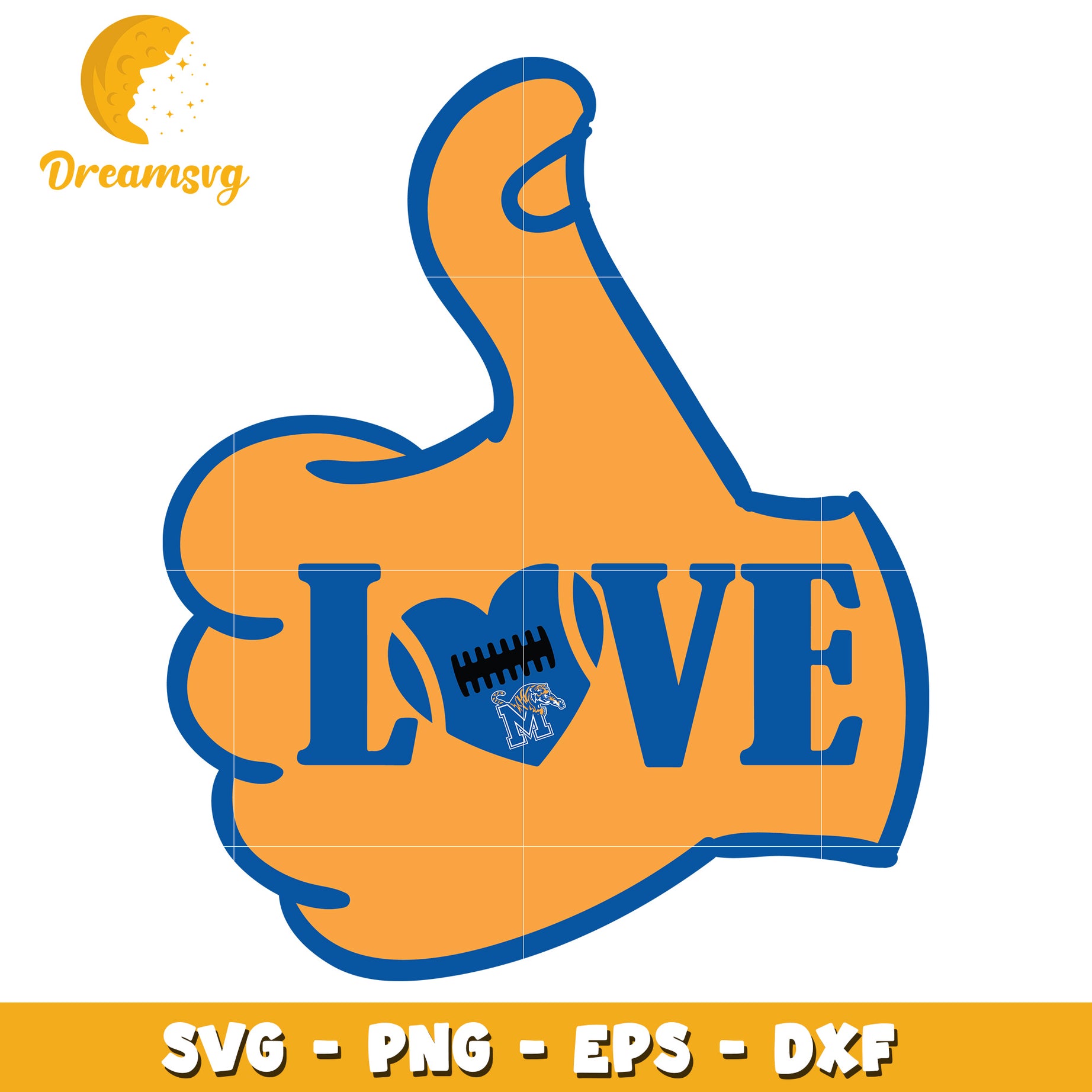 Thumbs Up Love Football SVG PNG EPS DXF