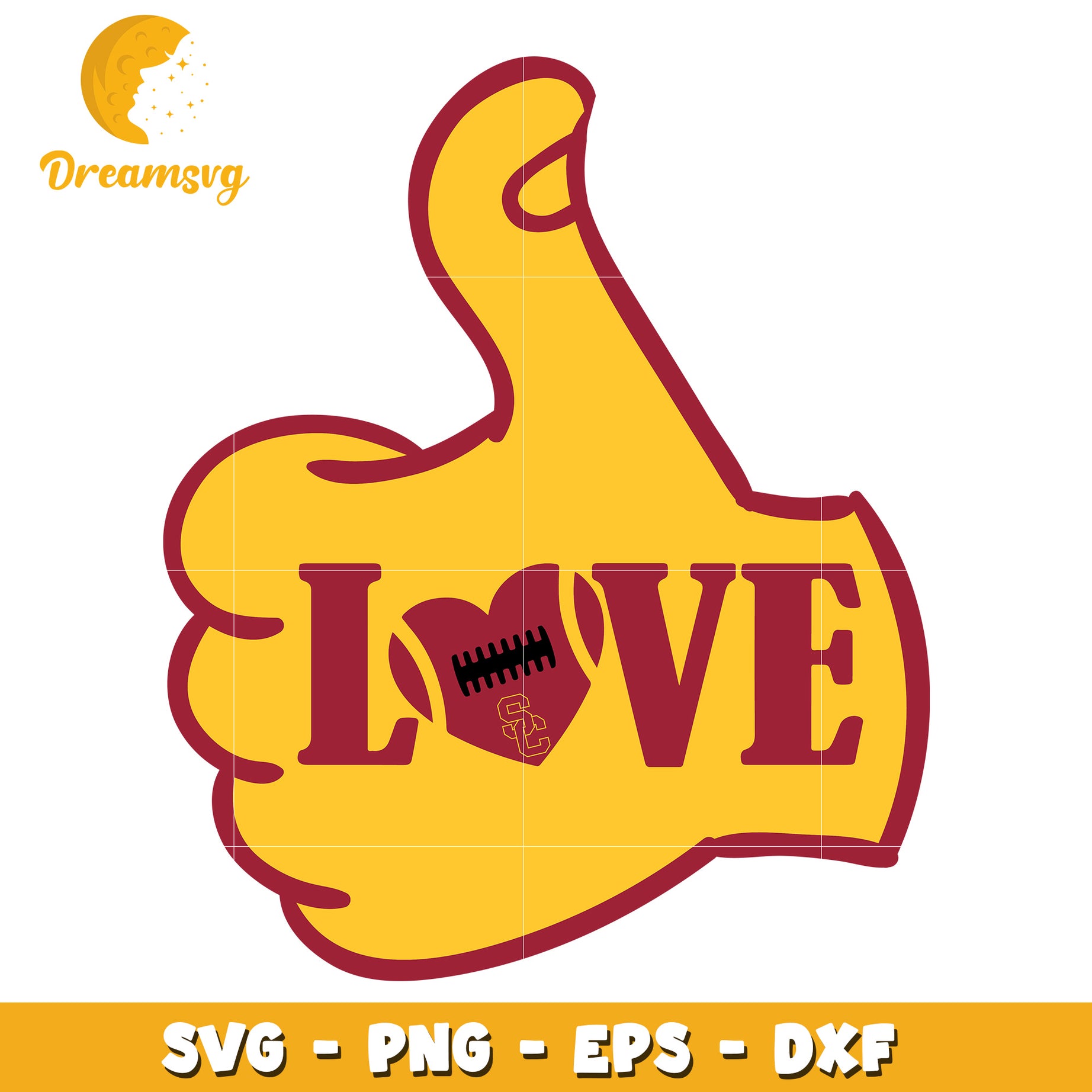 Thumbs Up Love Football SVG Vector Graphic Design File Download