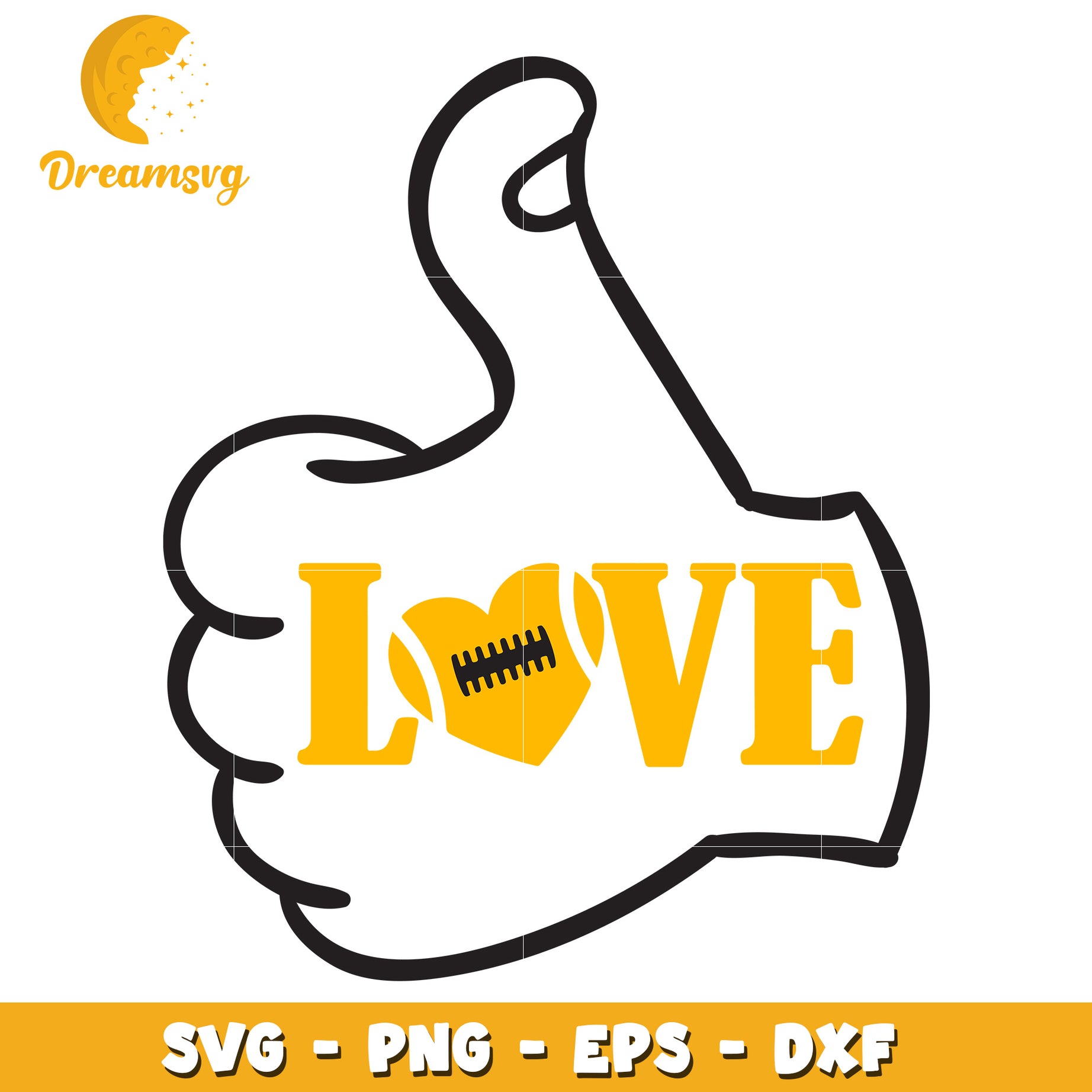 Thumbs Up Love SVG Graphic for Football Fans and Crafters