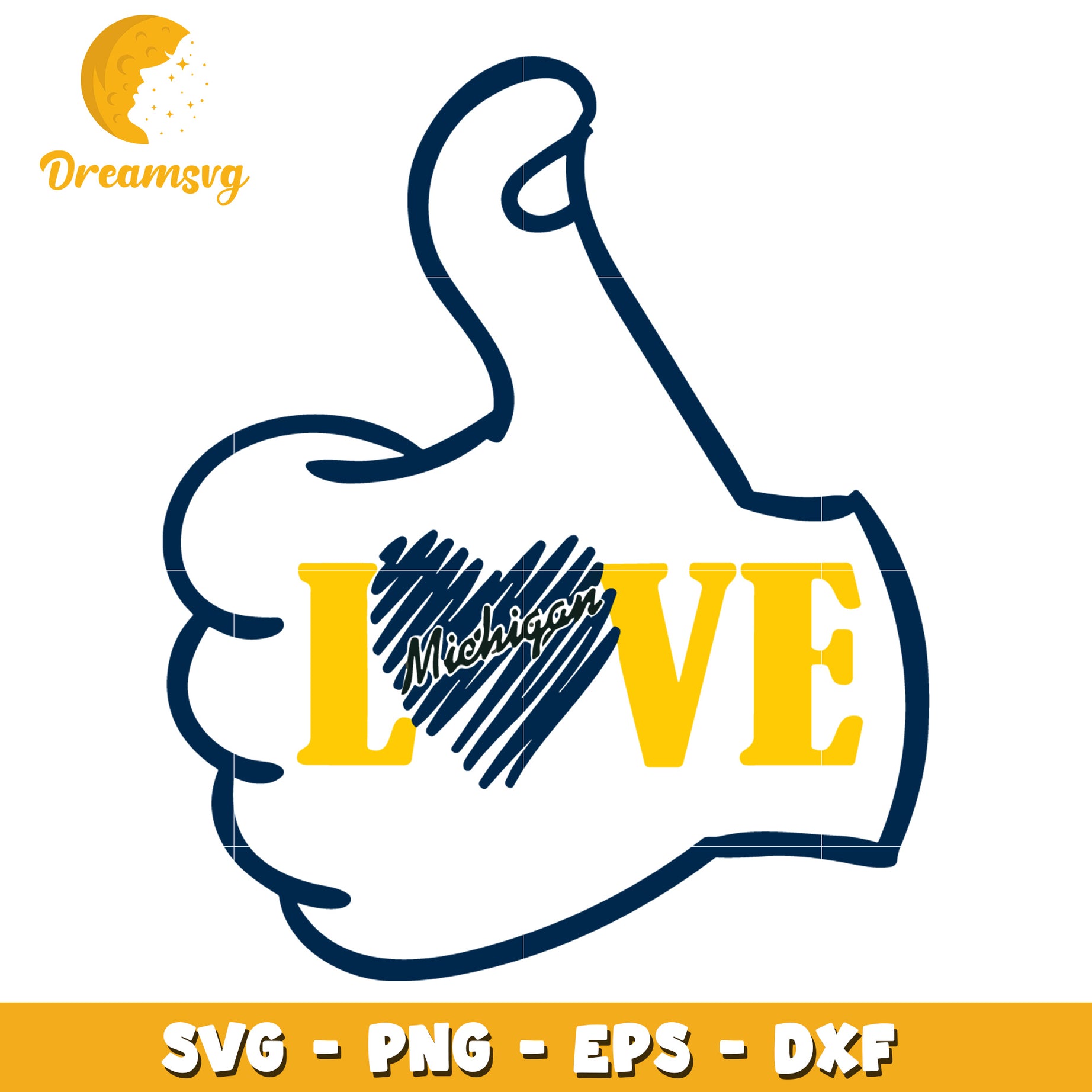 Thumbs Up Michigan Love SVG Cut File