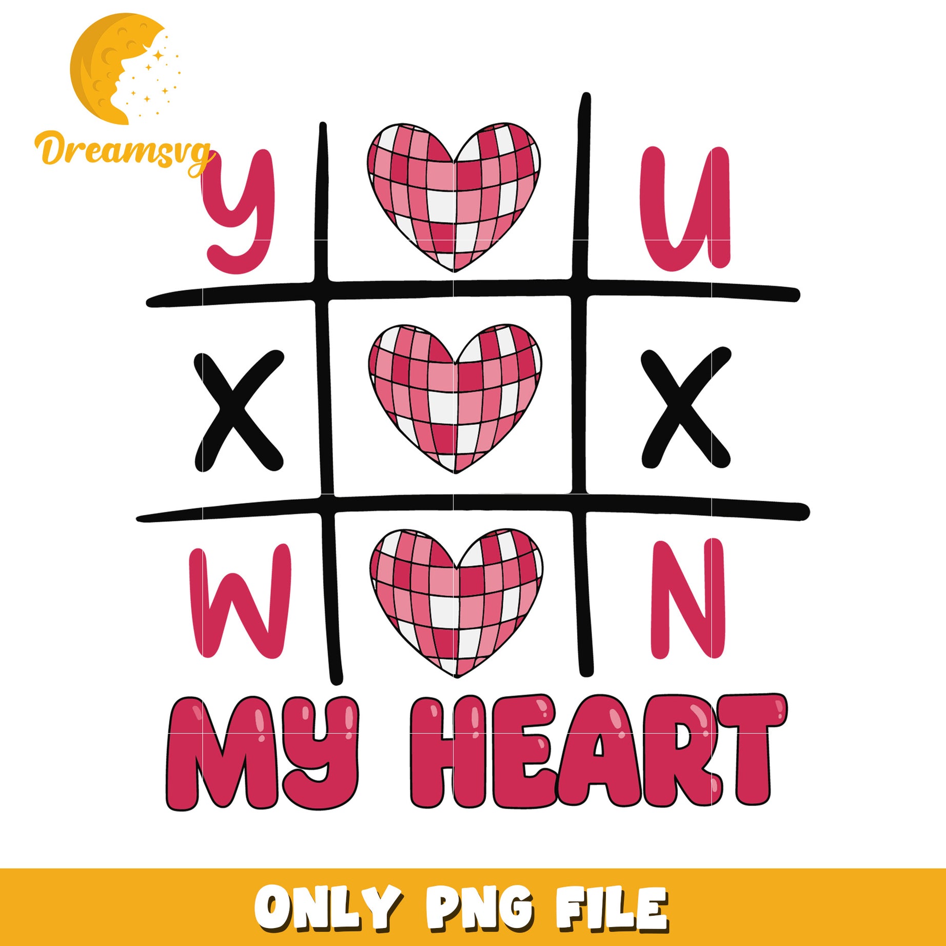 Tic Tac Toe Heart PNG Design