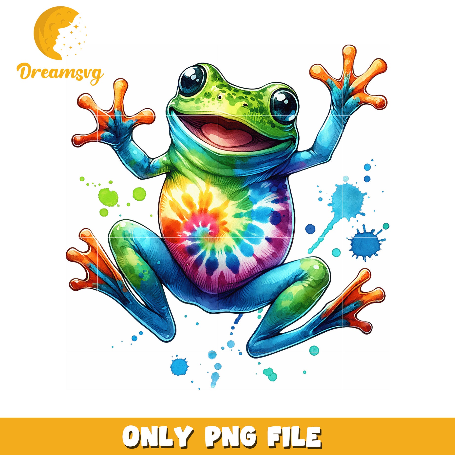 Tie Dye Frog PNG Cute Amphibian Clipart