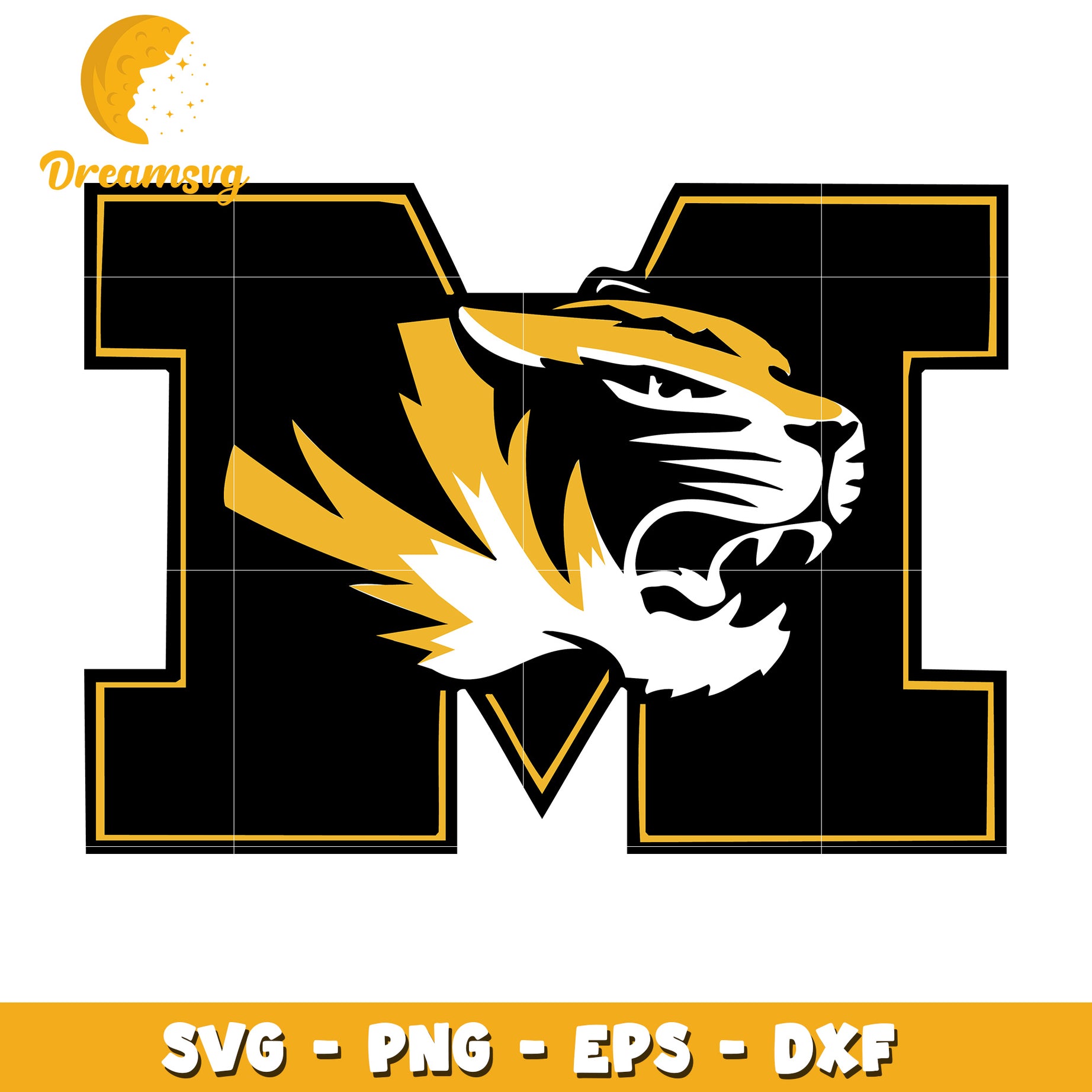 Tiger Mascot Letter M SVG PNG EPS DXF