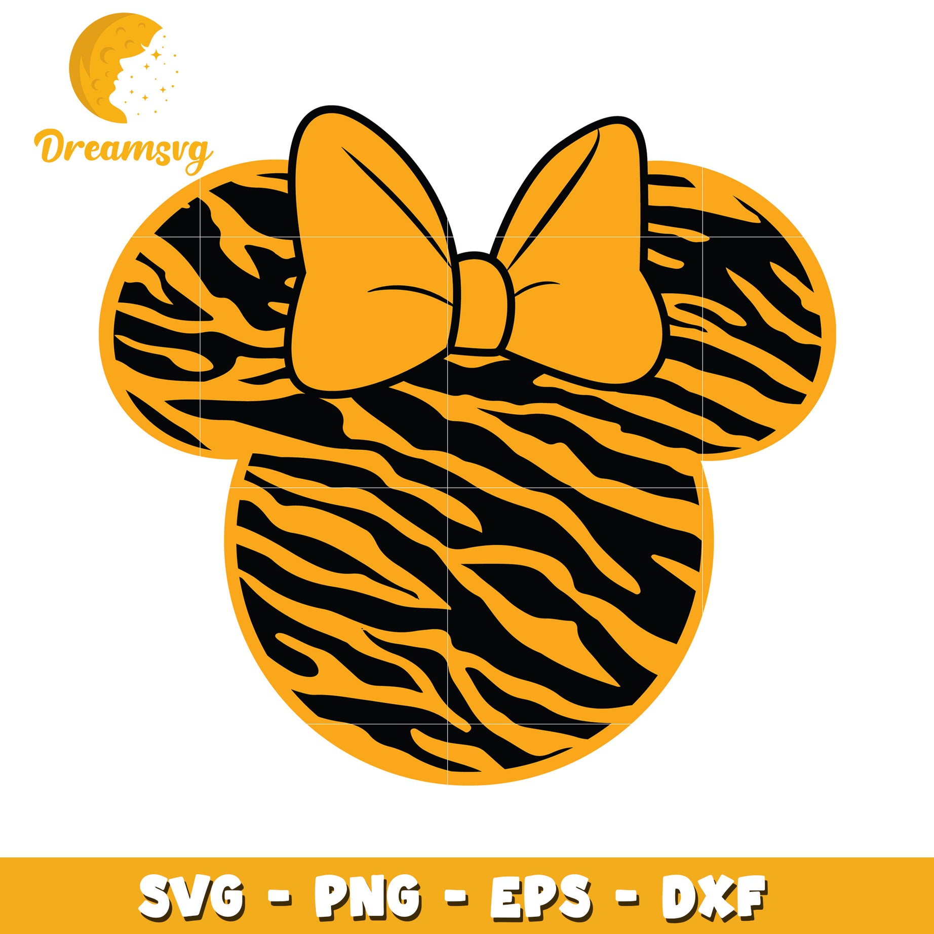 Tiger Print Minnie Mouse Ears SVG PNG EPS DXF