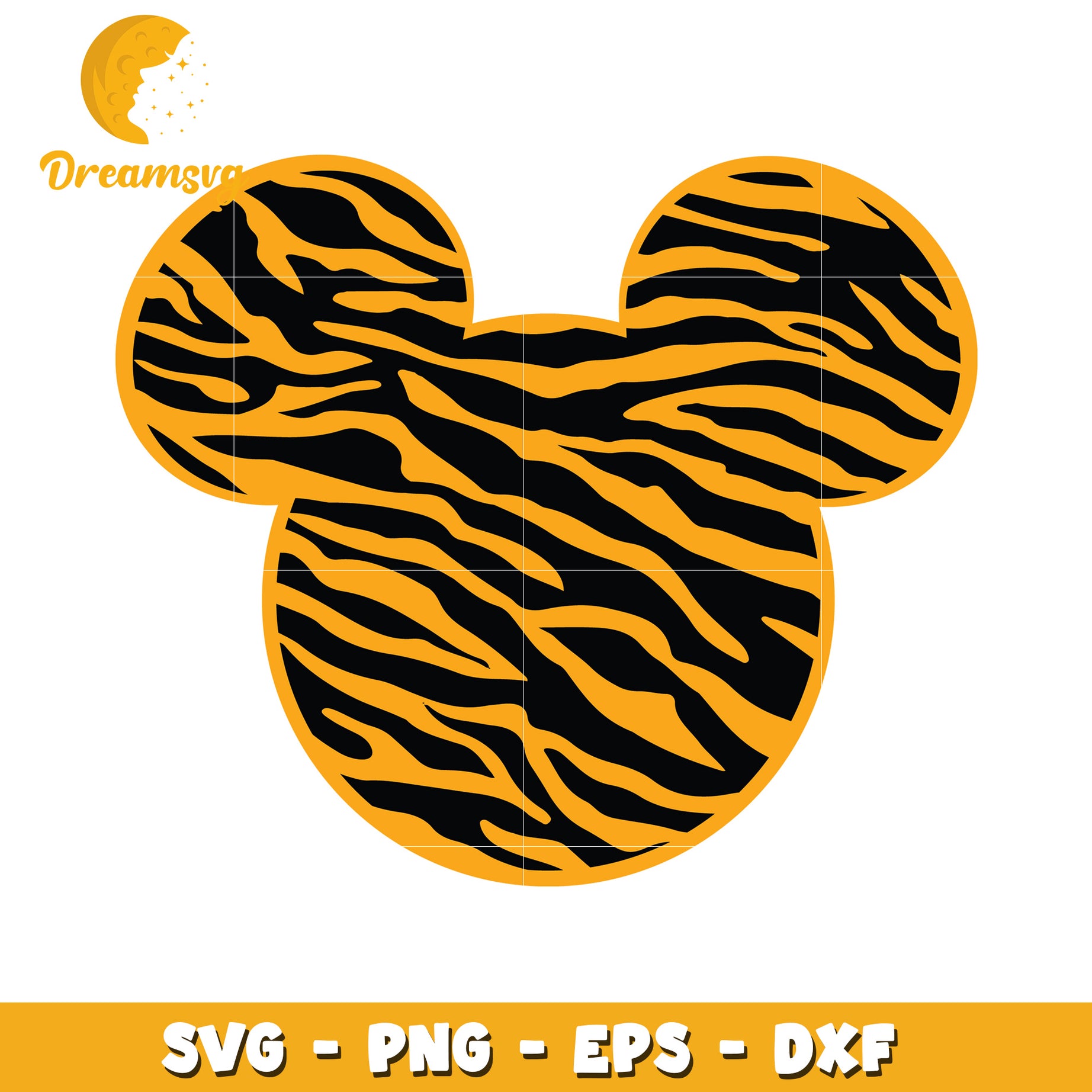 Tiger Stripe Mickey Mouse SVG PNG EPS DXF