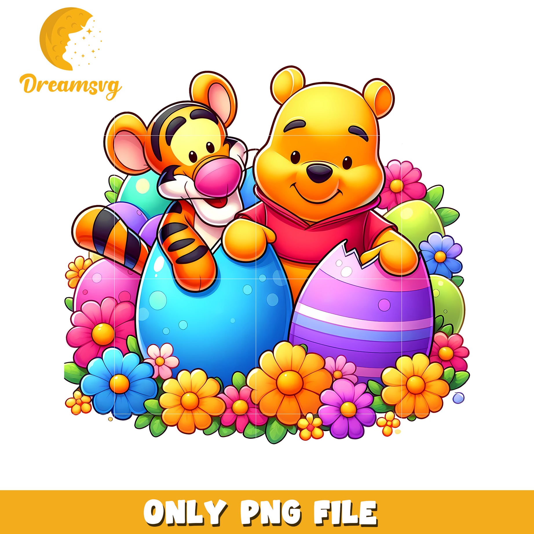 Tiger and pooh character easter eggs png, easter eggs png, disney png