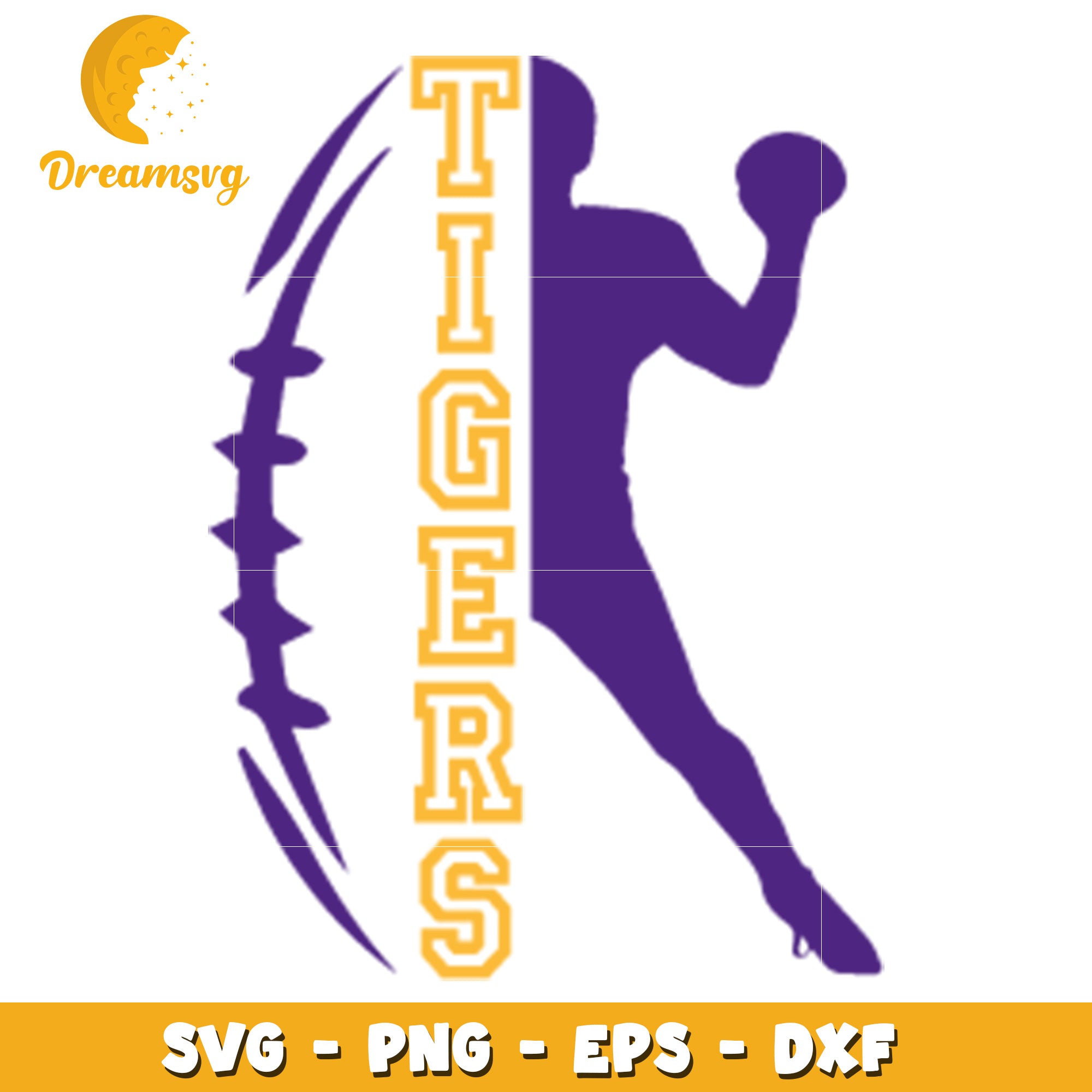 Tigers Football Player Graphic SVG for Craft Projects and More