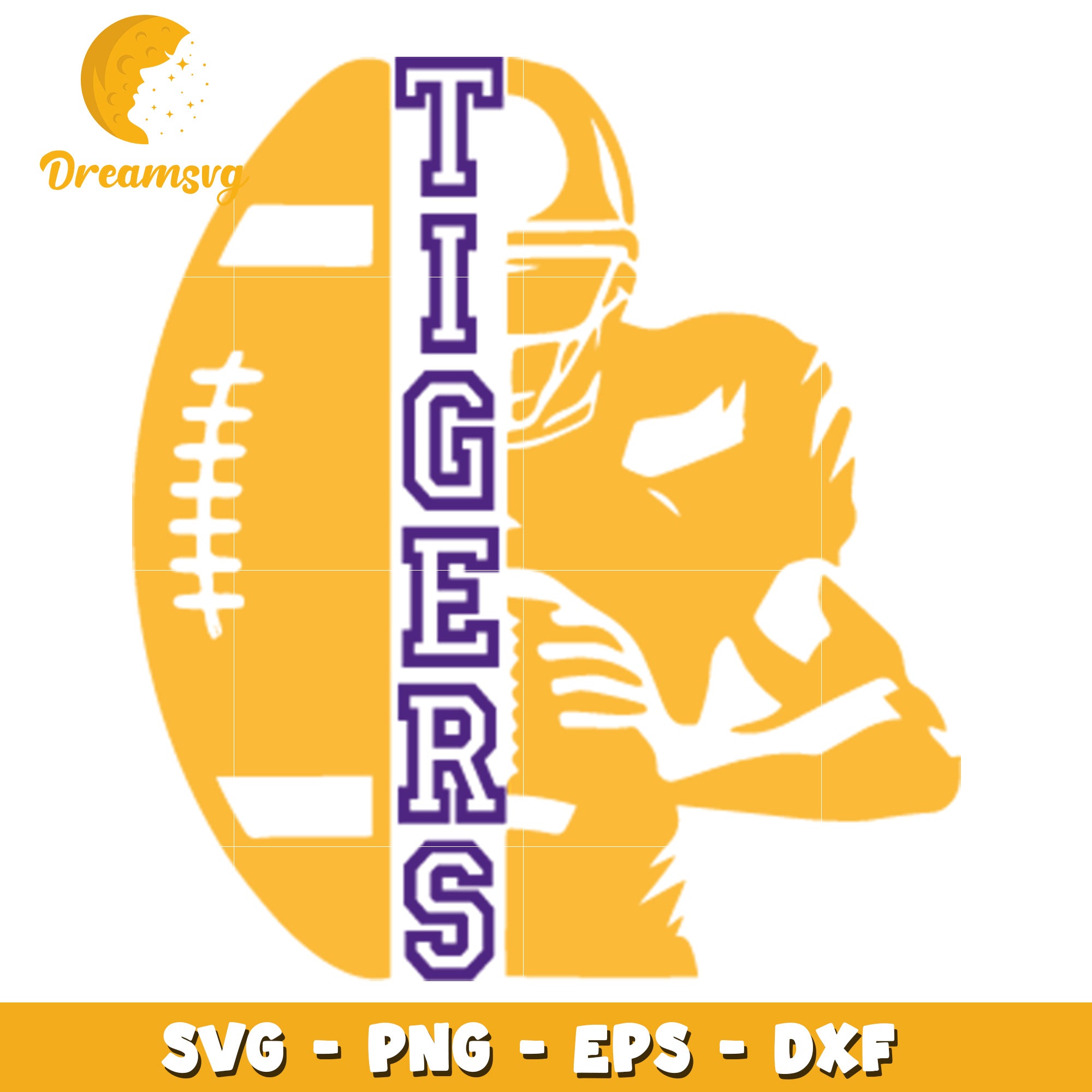 Tigers Football Player SVG Design for Crafting and Cutting