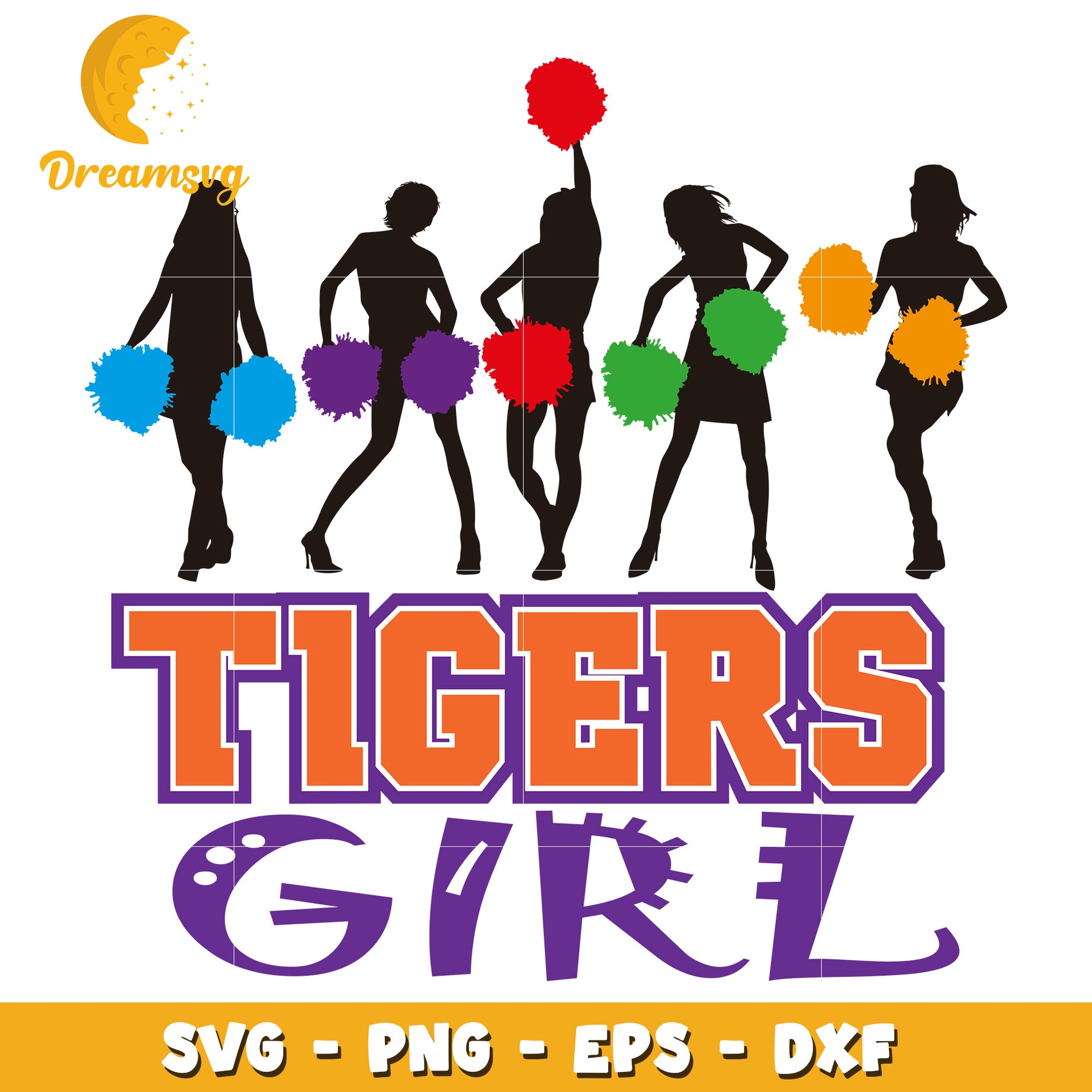 Tigers Girl Cheerleader SVG PNG EPS DXF