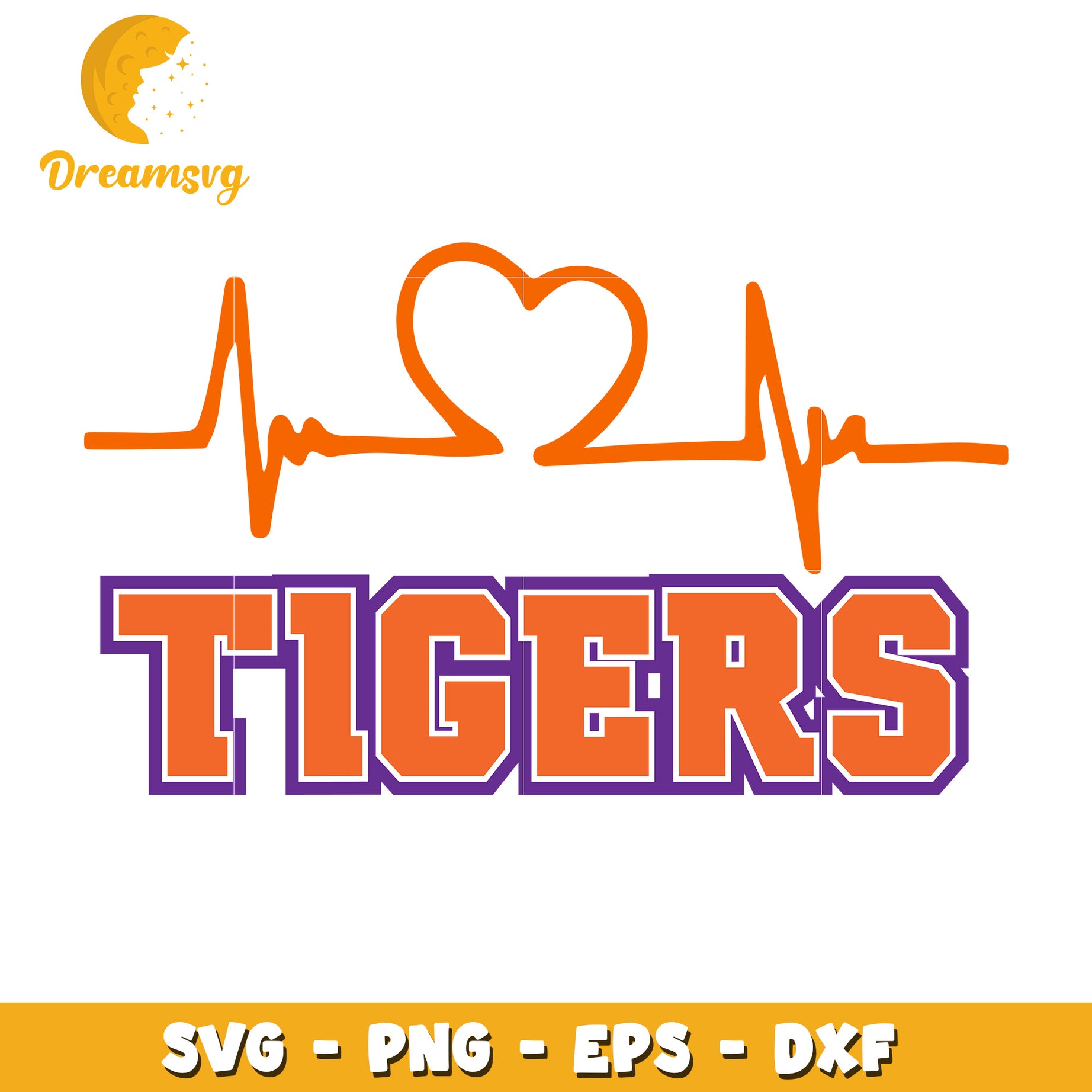 Tigers Heartbeat SVG PNG EPS DXF