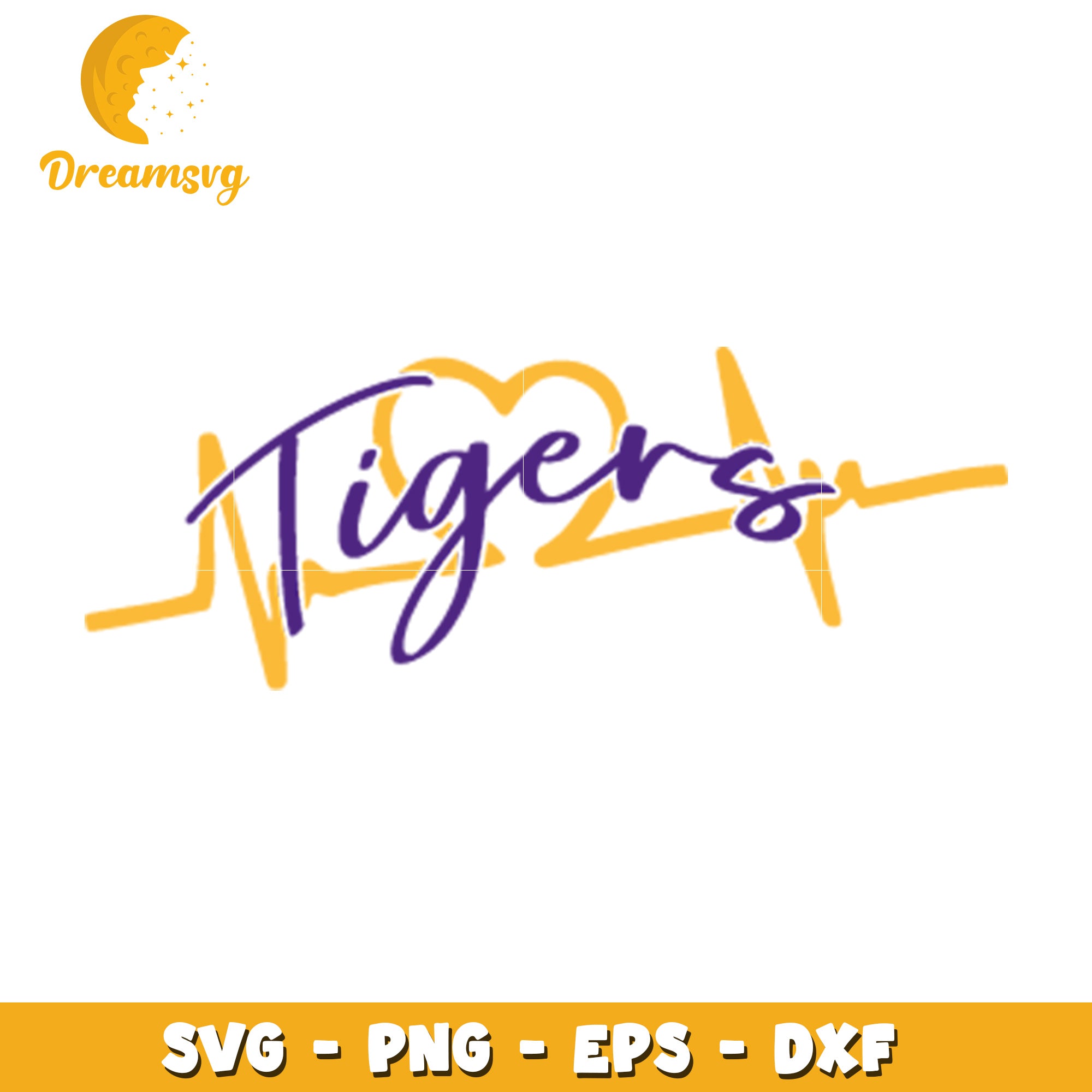 Tigers Heartbeat SVG PNG EPS DXF