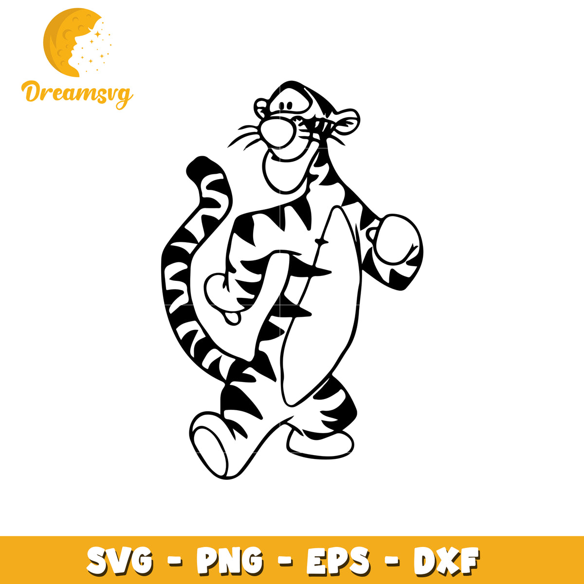 Tigger Vector Graphics Simple Tigger SVG Cut File PNG EPS DXF – DreamSVG Store