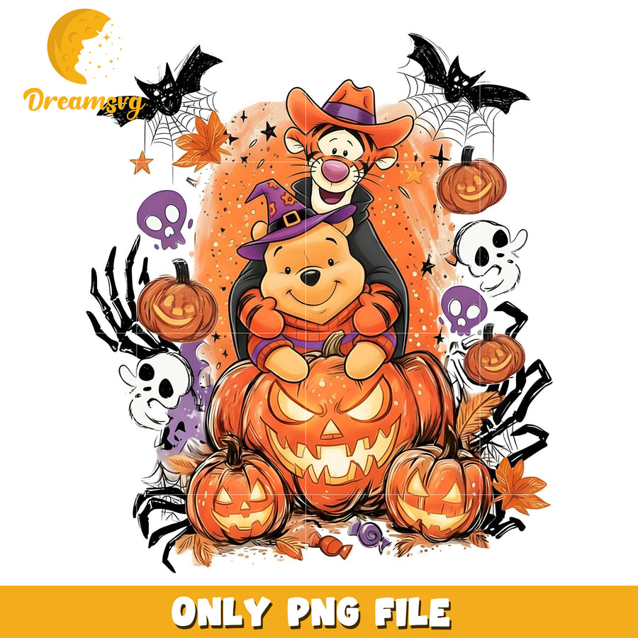 Tigger and pooh halloween png, halloween pumpkin png, halloween cookies png