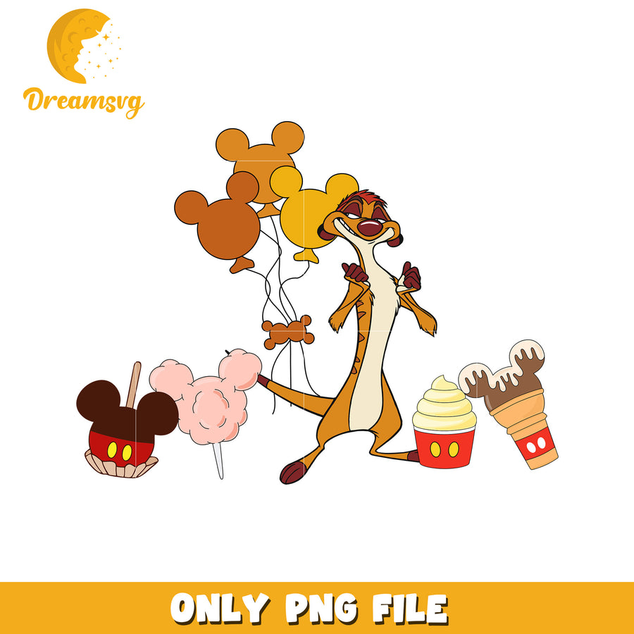 Timon with the ice cream png, the lion king movie, lion king png