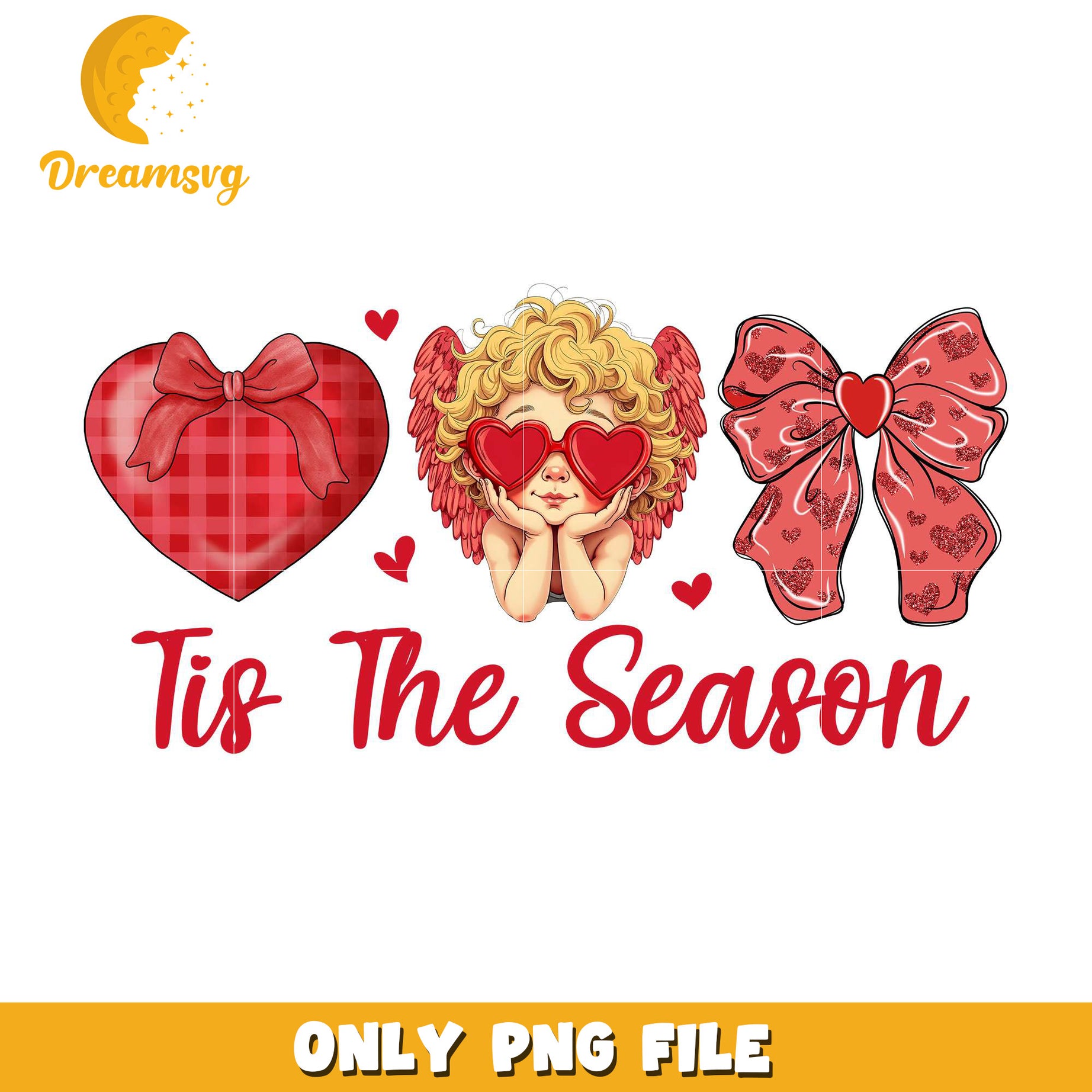 Tis the season coquette bow cupid valentine png, cupid valentine png