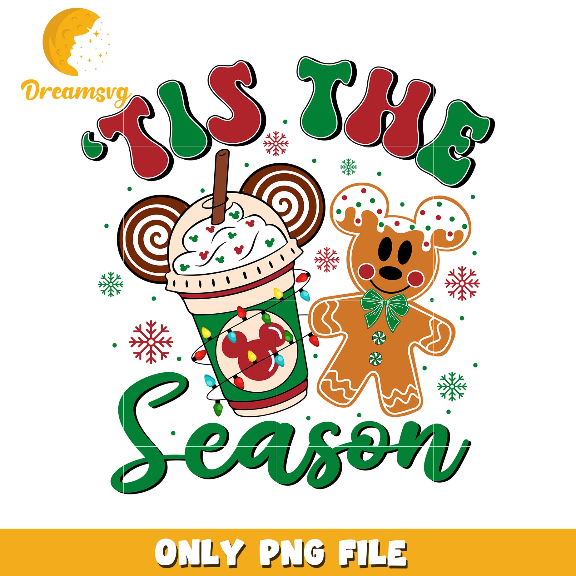 Tis the season ginger cookies png, mickey mouse png, christmas png