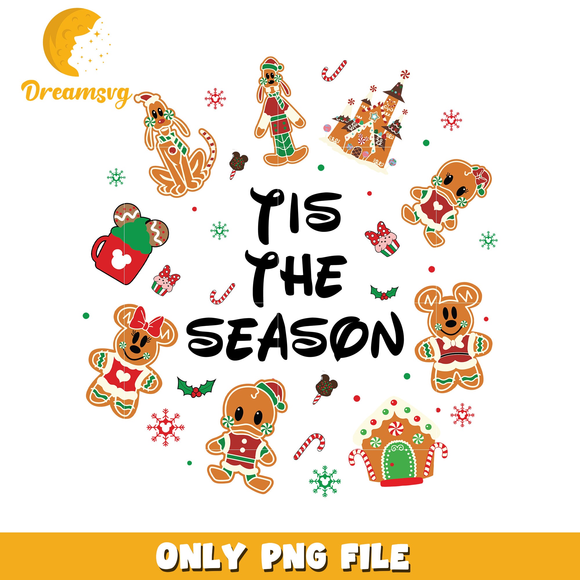 Tis the season png, mickey mouse png, christmas png