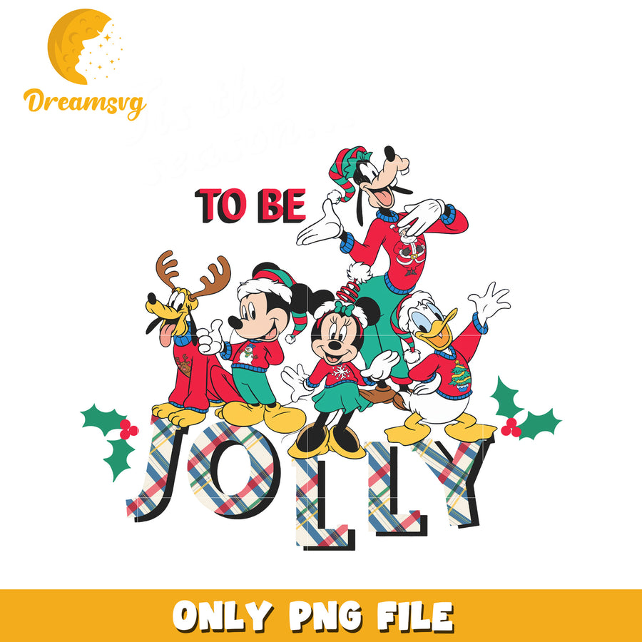 Tis the season tobe jolly png, mickey mouse png, christmas png