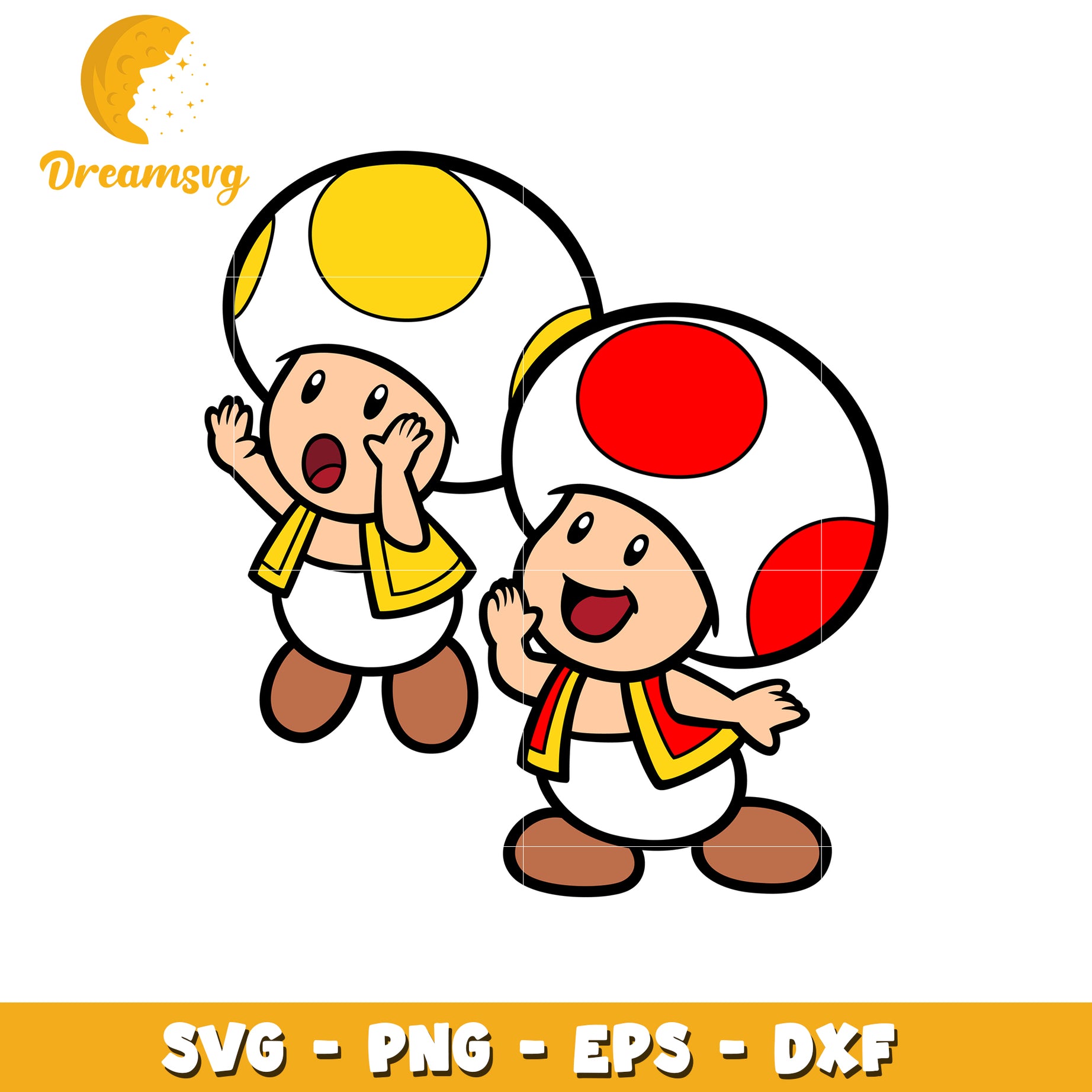 Toad SVG PNG EPS DXF Files Cute Mushroom Characters