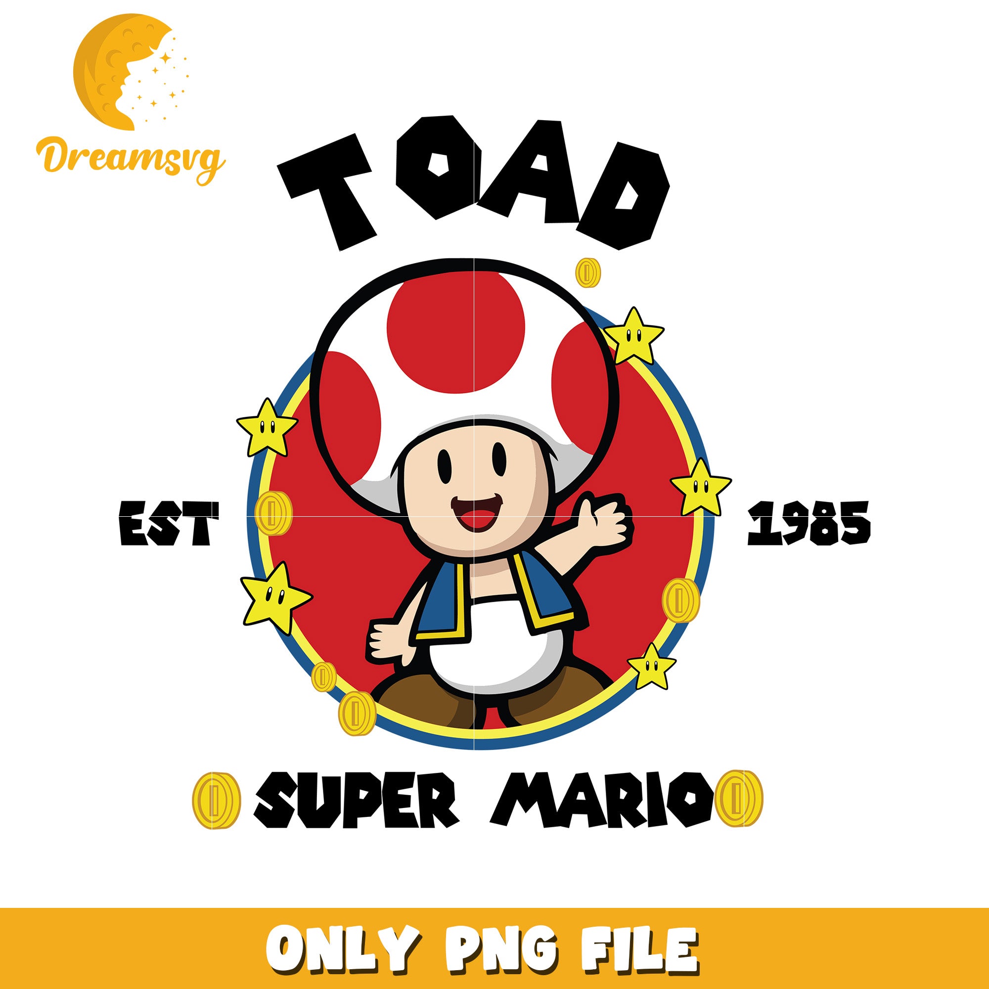 Toad super mario est 1985 png, super mario characters png, vintage mario design png