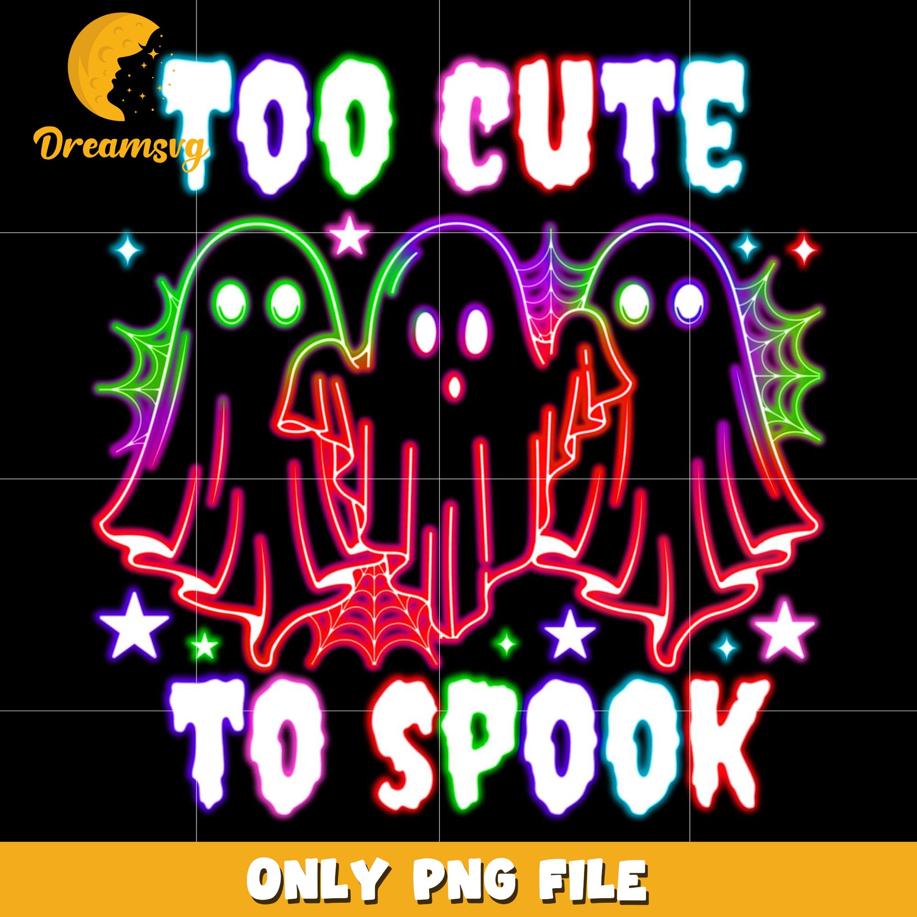 To cute to spooky neon png, halloween characters​ png, halloween design png