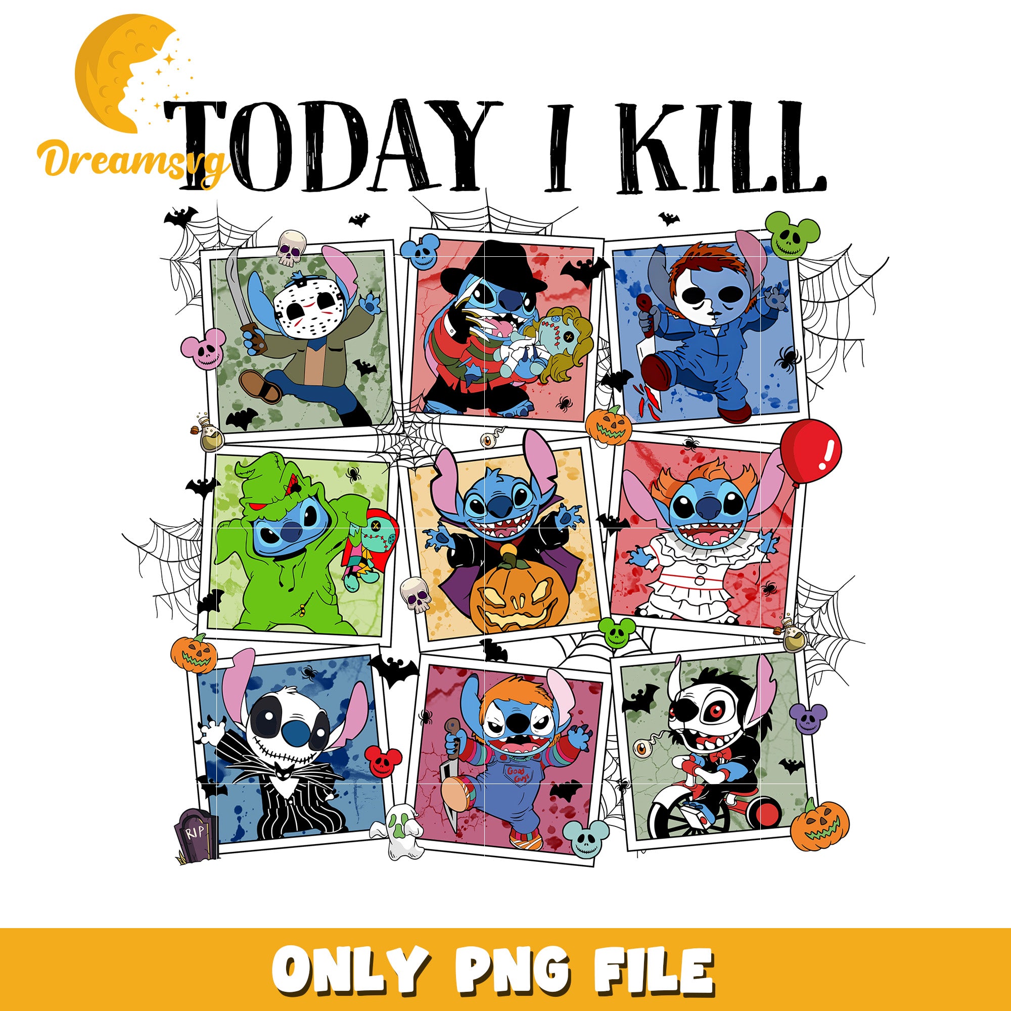 Today i kill png, halloween toys png, halloween characters png