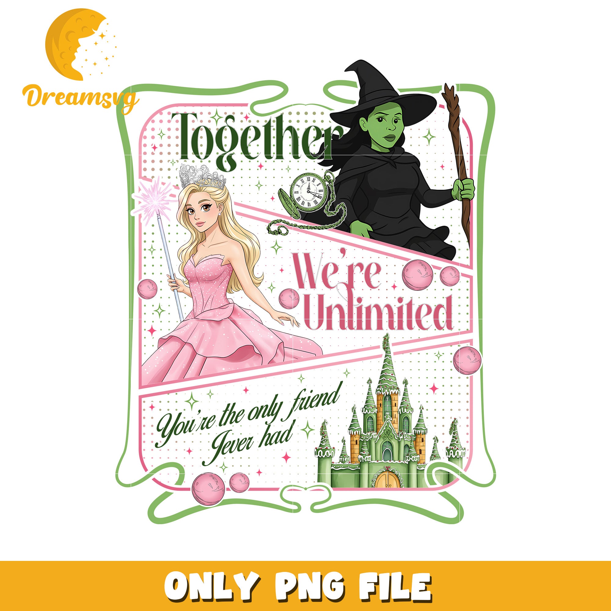 Together We're Unlimited png, glinda aesthetic png, wicked glam png